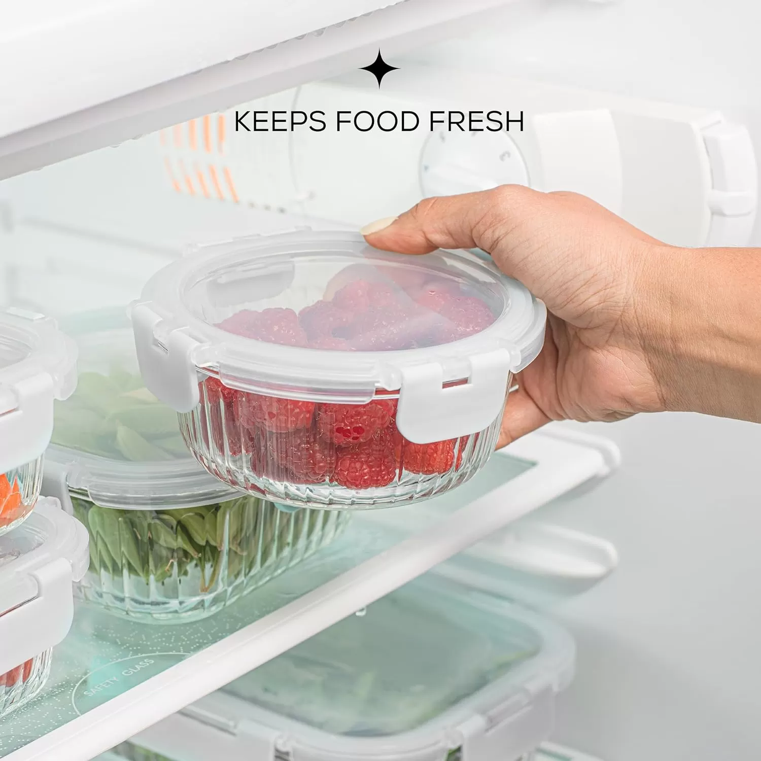 imageJoyJolt 24pc Fluted Glass Storage Containers with Lids 12 Airtight Freezer Safe Food Storage Containers Pantry Kitchen Storage Containers Glass Meal Prep Containers for LunchGray