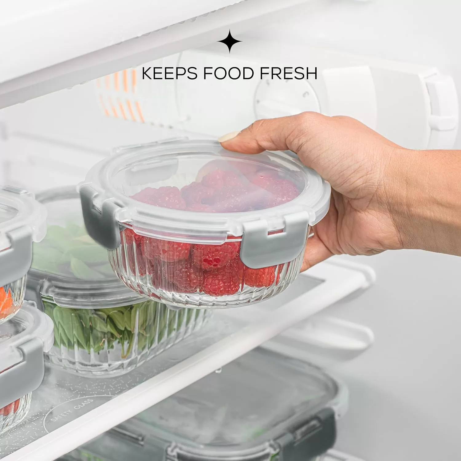 imageJoyJolt 24pc Fluted Glass Storage Containers with Lids 12 Airtight Freezer Safe Food Storage Containers Pantry Kitchen Storage Containers Glass Meal Prep Containers for LunchBlack