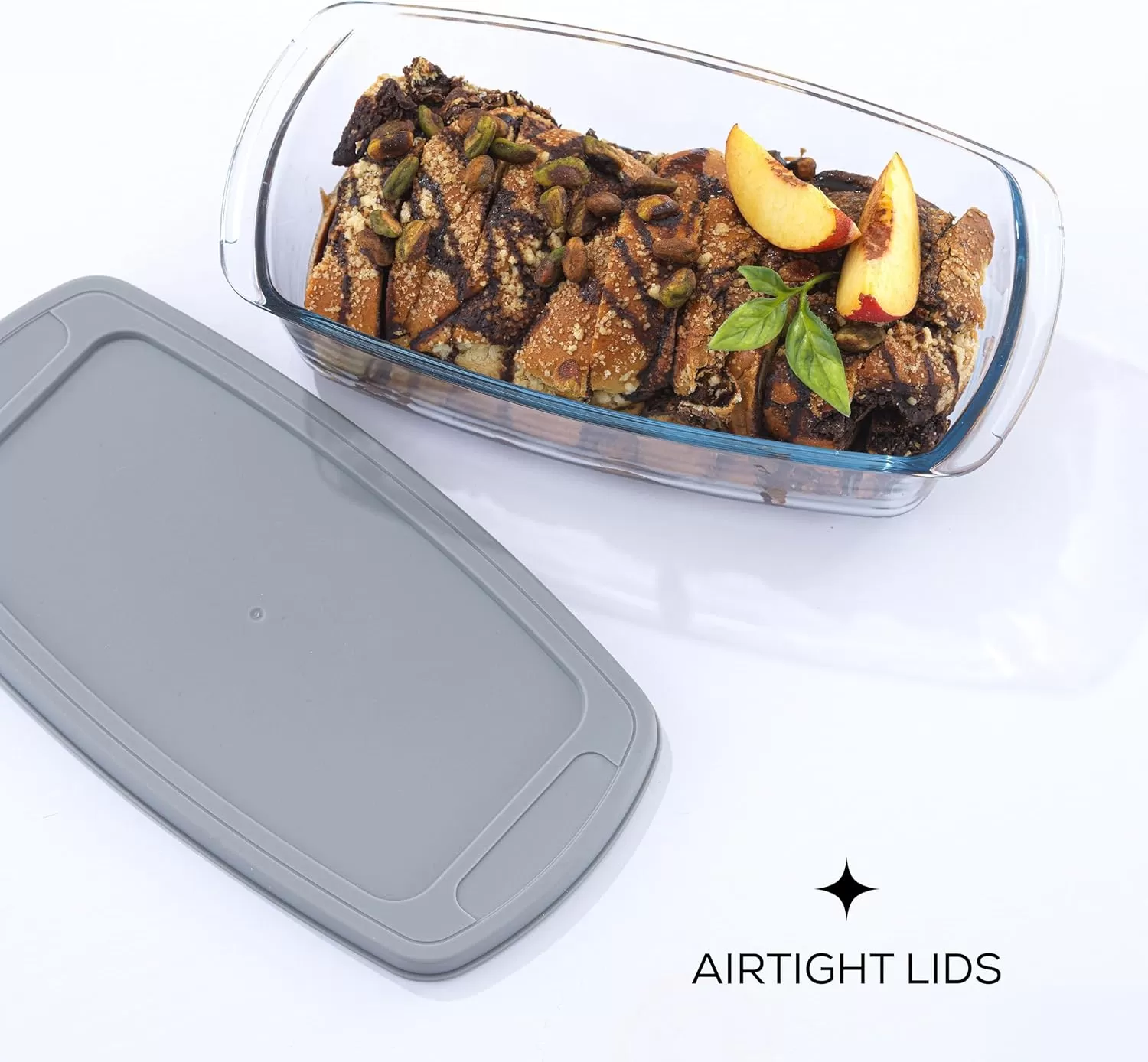 imageJoyJolt 3pc Loaf Pans for Baking Bread with Lids Baking Set 19 Quart Large Rectangular Baking Dish With Lid Oven Pan Banana Bread Pan Lasagna Pan Deep with Lid Bread Saver Container AirtightGray