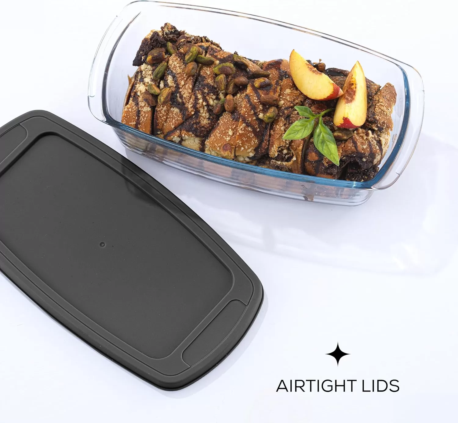 imageJoyJolt 3pc Loaf Pans for Baking Bread with Lids Baking Set 19 Quart Large Rectangular Baking Dish With Lid Oven Pan Banana Bread Pan Lasagna Pan Deep with Lid Bread Saver Container AirtightBlack