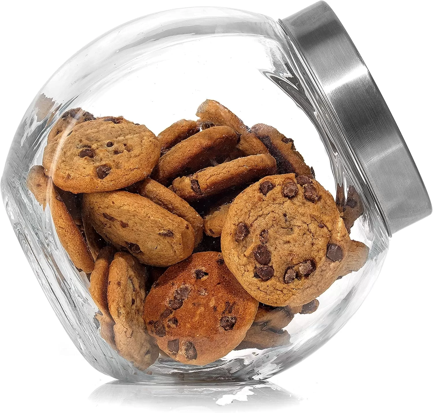 imageJoyJolt AllSides Cookie Jar Set of 2 Cookie Jars for Kitchen Counter with Lids Candy Jar Dog Treat Container Laundry Detergent Container Large Canisters Half Gallon Glass Jar with Lid Airtight