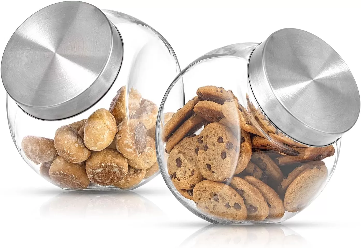 imageJoyJolt AllSides Cookie Jar Set of 2 Cookie Jars for Kitchen Counter with Lids Candy Jar Dog Treat Container Laundry Detergent Container Large Canisters Half Gallon Glass Jar with Lid Airtight