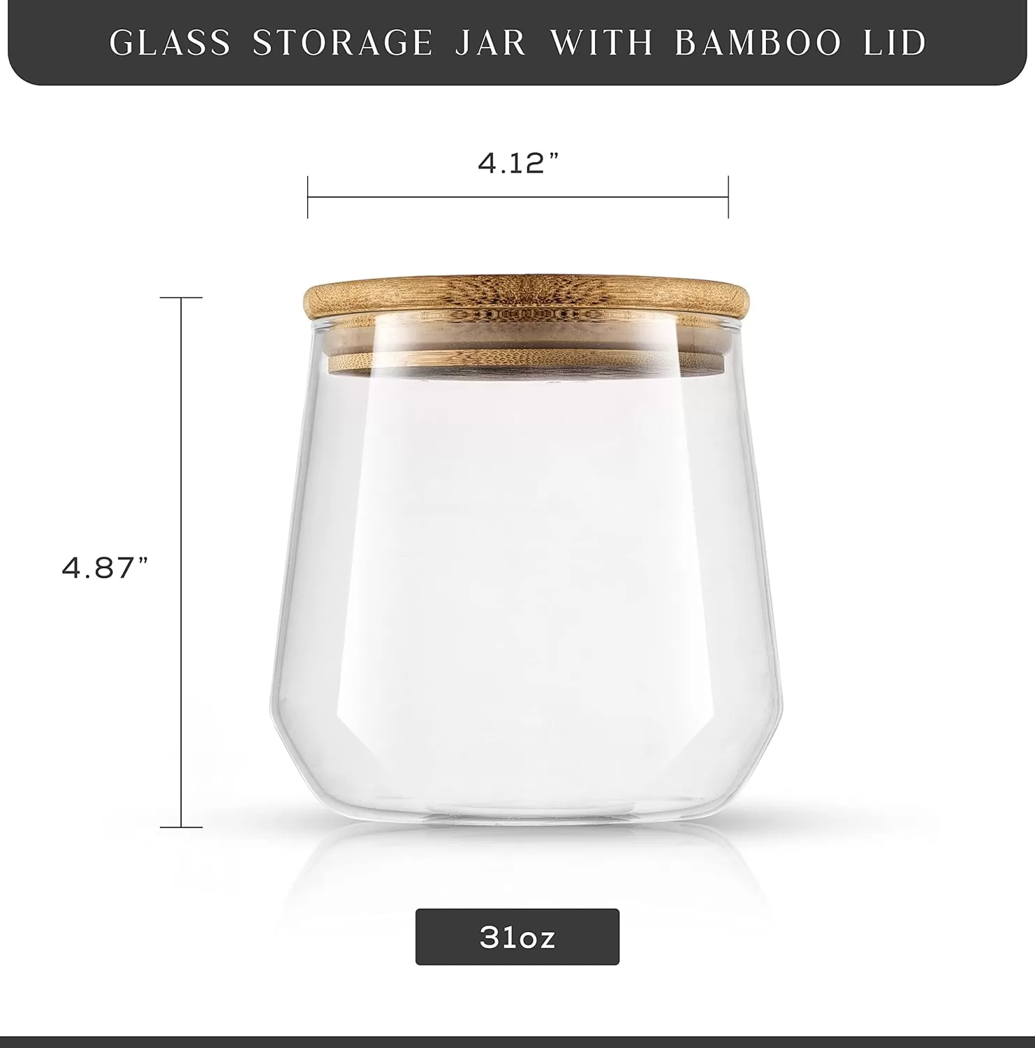 imageJoyJolt Cookie Jar 1 Large Glass Jars With Bamboo Lids Set For Kitchen Counter Rice Jar Candy Jar Flour and Sugar Containers Canisters 31OZ Big Glass Jar with Lid Airtight Glass Storage