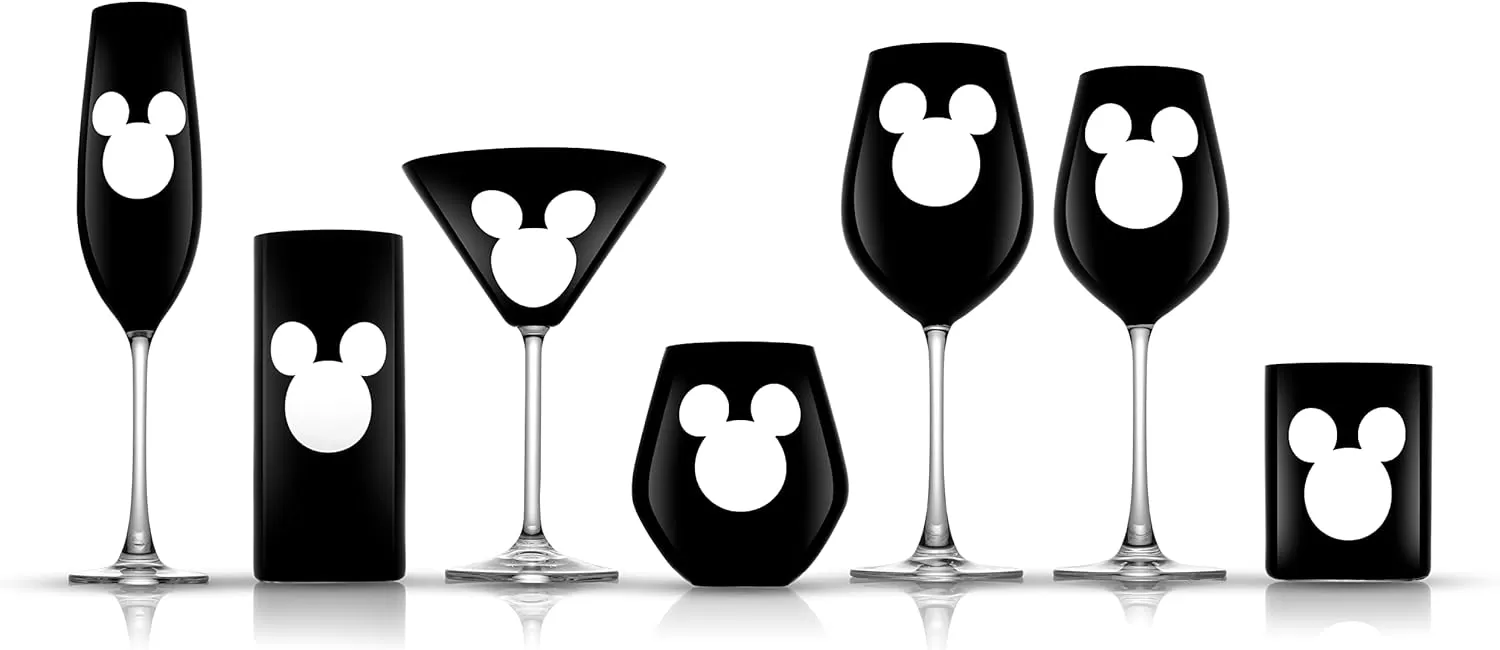 imageJoyJolt Disney Luxury Mickey Mouse Stemmed Red Wine Glasses European Crystal Wine Glasses Set of 2 Drinking Glasses Xmas Disney Stuff Gifts and Cups 23oz Black Wine Glass Disney Wine GlassWhiskey Glasses