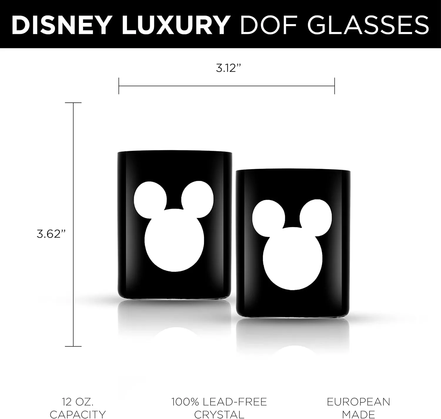 imageJoyJolt Disney Luxury Mickey Mouse Stemmed Red Wine Glasses European Crystal Wine Glasses Set of 2 Drinking Glasses Xmas Disney Stuff Gifts and Cups 23oz Black Wine Glass Disney Wine GlassWhiskey Glasses
