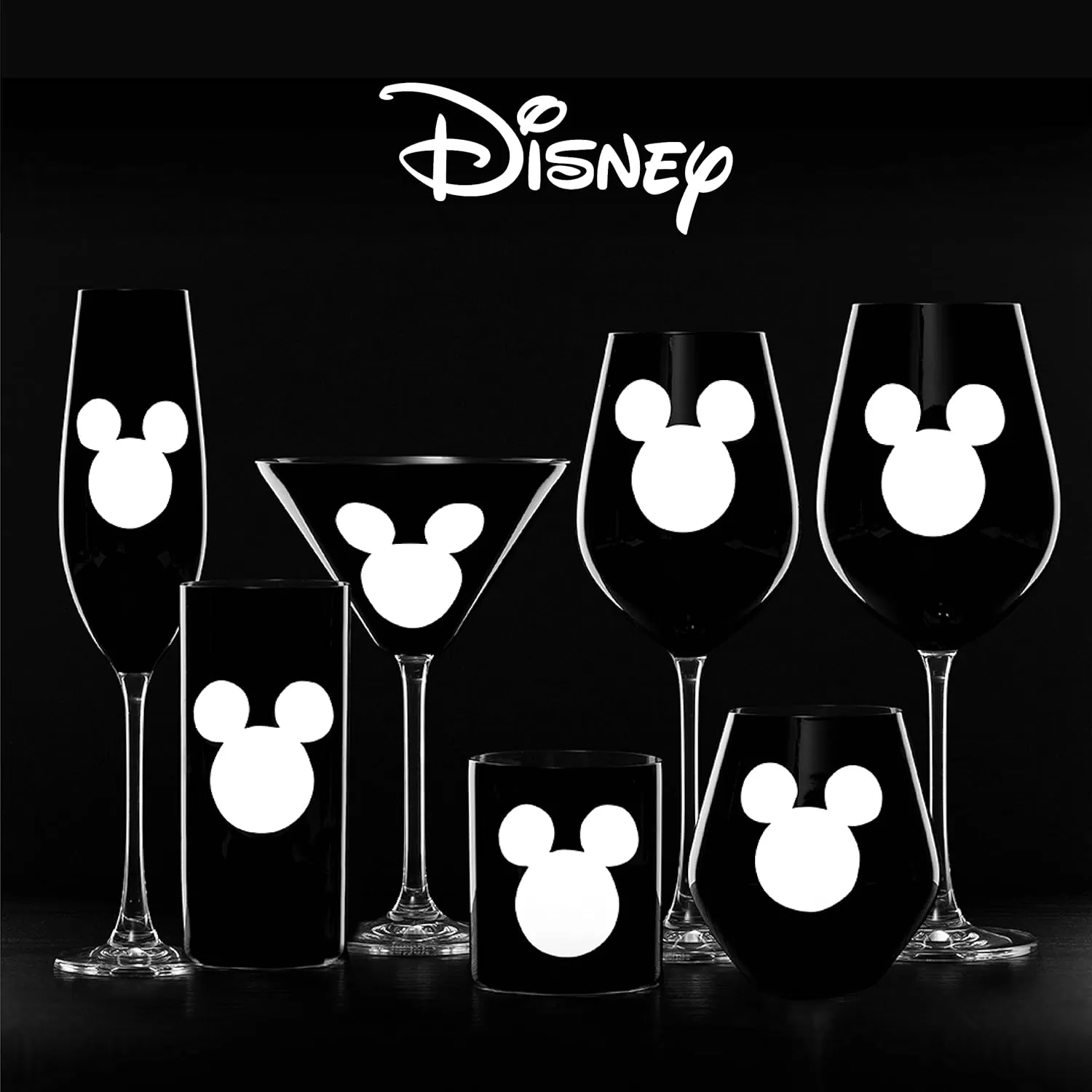 imageJoyJolt Disney Luxury Mickey Mouse Stemmed Red Wine Glasses European Crystal Wine Glasses Set of 2 Drinking Glasses Xmas Disney Stuff Gifts and Cups 23oz Black Wine Glass Disney Wine GlassStemless Wine Glasses