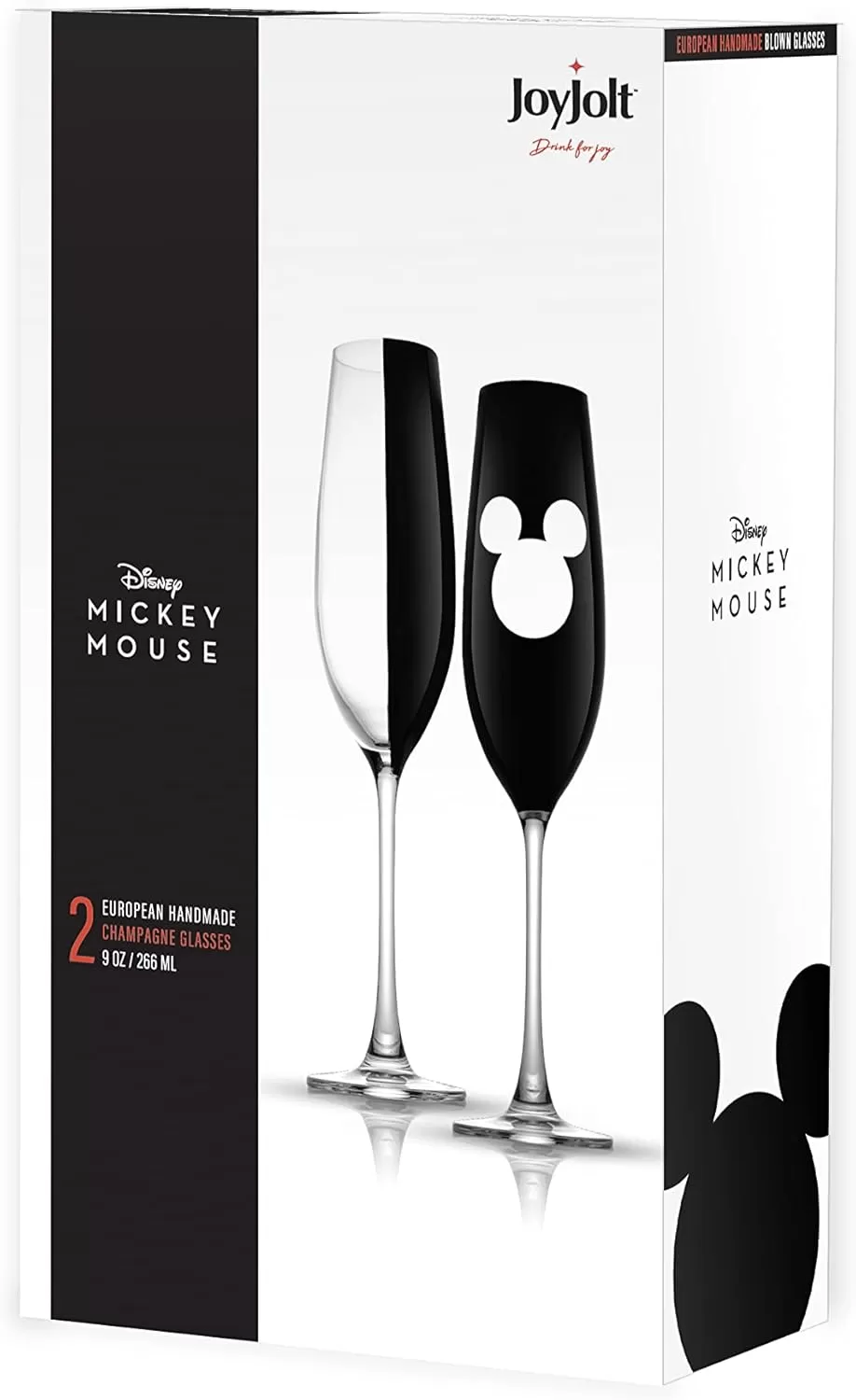 imageJoyJolt Disney Luxury Mickey Mouse Stemmed Red Wine Glasses European Crystal Wine Glasses Set of 2 Drinking Glasses Xmas Disney Stuff Gifts and Cups 23oz Black Wine Glass Disney Wine GlassChampagne Flutes