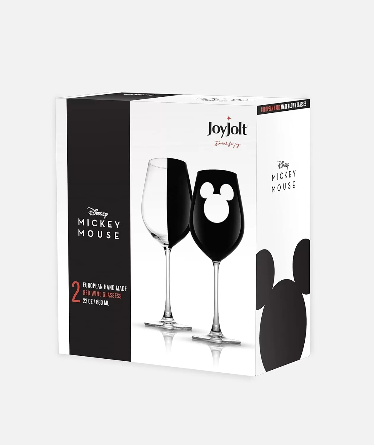 imageJoyJolt Disney Luxury Mickey Mouse Stemmed Red Wine Glasses European Crystal Wine Glasses Set of 2 Drinking Glasses Xmas Disney Stuff Gifts and Cups 23oz Black Wine Glass Disney Wine GlassRed Wine Glasses