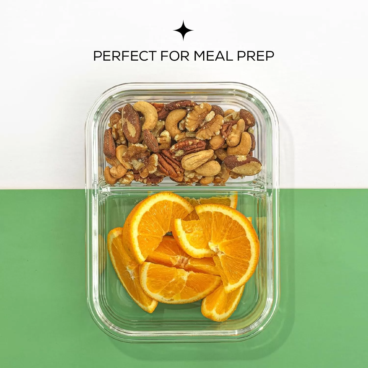 imageJoyJolt Divided Food Storage Containers with Lids Airtight 5 Pack Glass Meal Prep Containers 2 Compartment Set Glass Bento Box Reusable Food Containers Portion Control Containers for Weight LossGray