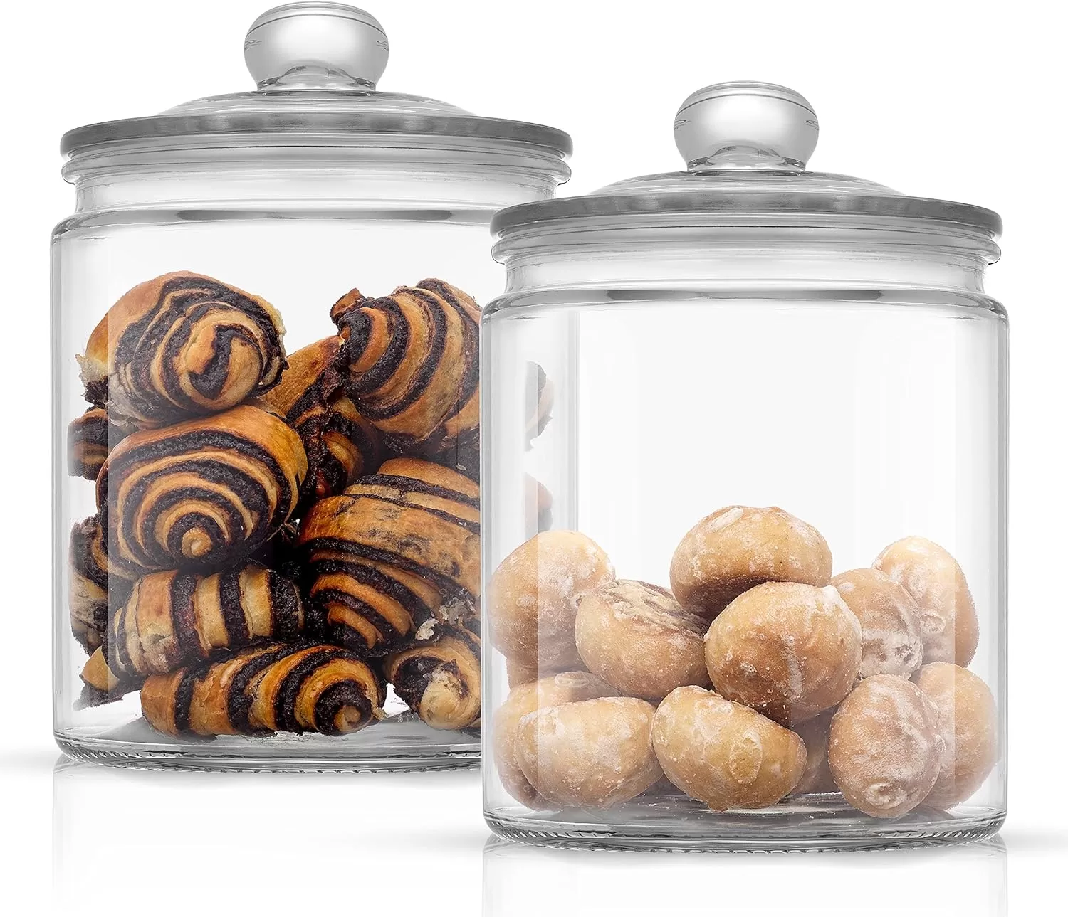 imageJoyJolt Elegant Cookie Jar 2 Large Glass Jar With Lid Jars for Kitchen Counter with Lids Candy Jar Decorative Apothecary Canisters Half Gallon Lid Airtight