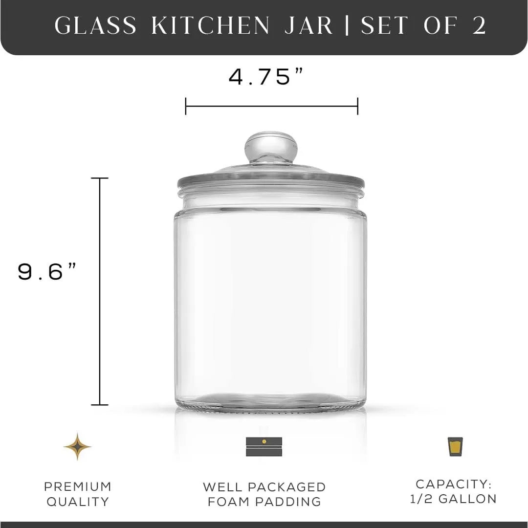 imageJoyJolt Elegant Cookie Jar 2 Large Glass Jar With Lid Jars for Kitchen Counter with Lids Candy Jar Decorative Apothecary Canisters Half Gallon Lid Airtight