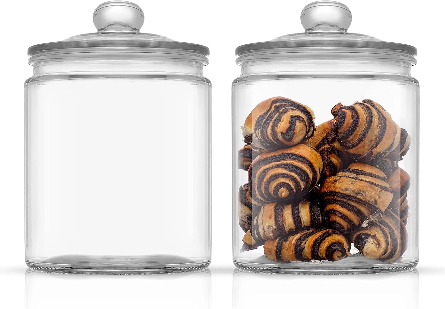 imageJoyJolt Elegant Cookie Jar 2 Large Glass Jar With Lid Jars for Kitchen Counter with Lids Candy Jar Decorative Apothecary Canisters Half Gallon Lid Airtight