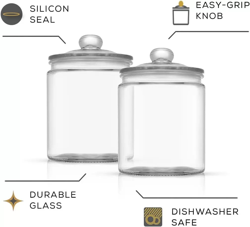 imageJoyJolt Elegant Cookie Jar 2 Large Glass Jar With Lid Jars for Kitchen Counter with Lids Candy Jar Decorative Apothecary Canisters Half Gallon Lid Airtight