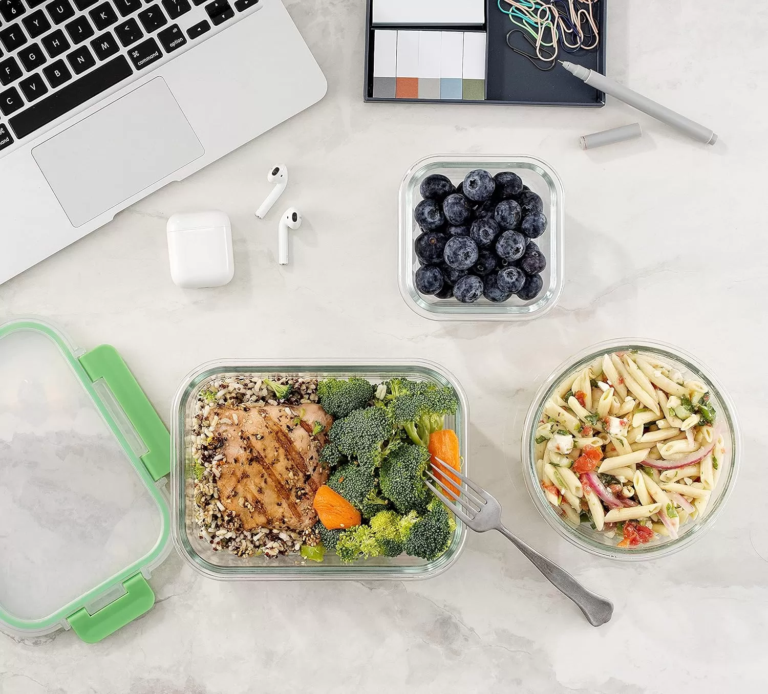 imageJoyJolt JoyFul 24pc12 Airtight Freezer Safe Food Storage Containers and 12 Lids Pantry Kitchen Storage Containers Glass Meal Prep Container for Lunch Glass Storage Containers with LidsColor Green