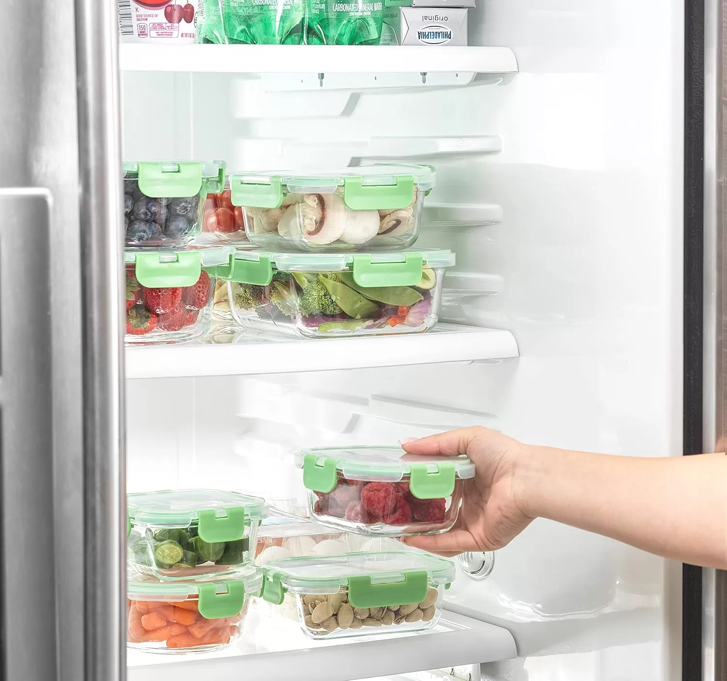 imageJoyJolt JoyFul 24pc12 Airtight Freezer Safe Food Storage Containers and 12 Lids Pantry Kitchen Storage Containers Glass Meal Prep Container for Lunch Glass Storage Containers with LidsColor Green