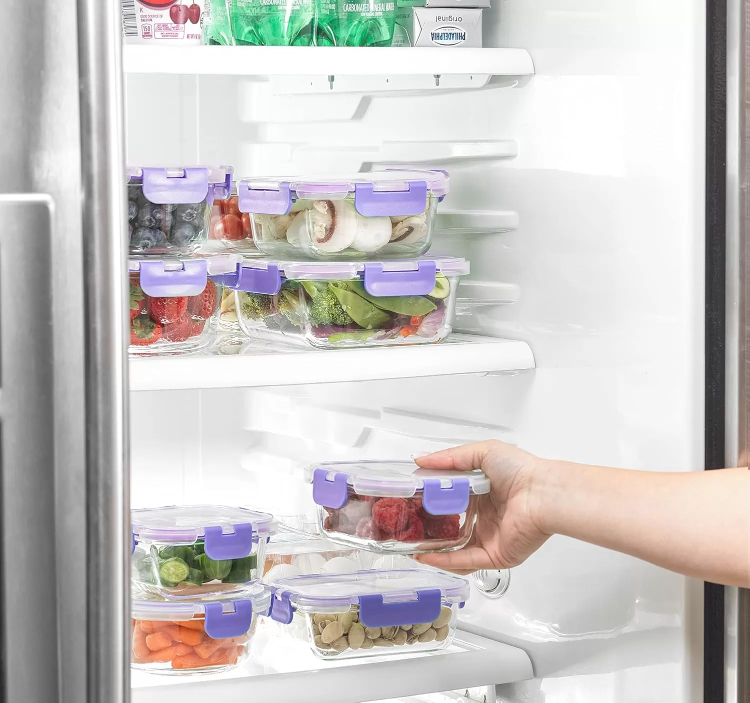 imageJoyJolt JoyFul 24pc12 Airtight Freezer Safe Food Storage Containers and 12 Lids Pantry Kitchen Storage Containers Glass Meal Prep Container for Lunch Glass Storage Containers with LidsColor Very Peri