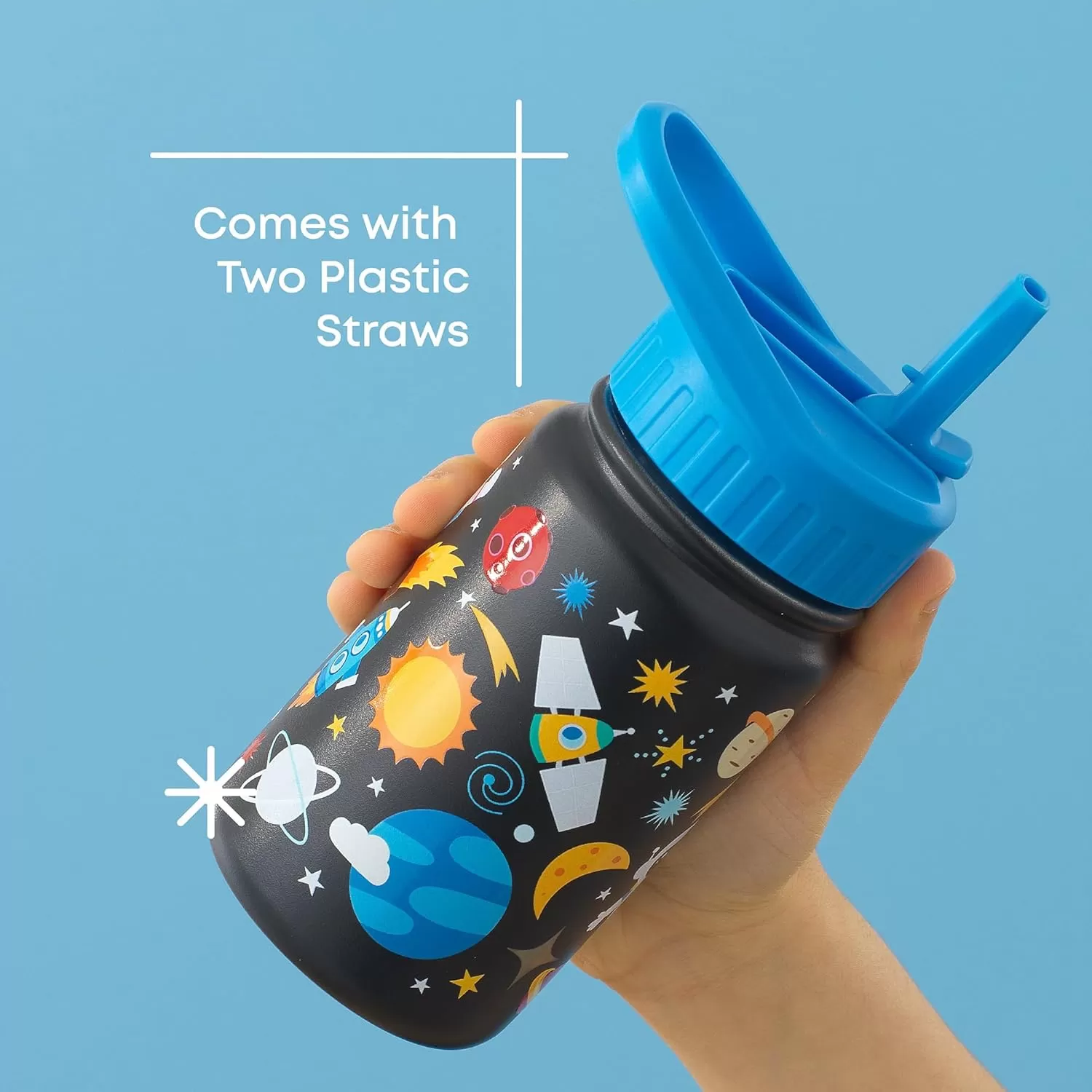 imageJoyJolt Kids Water Bottle with Straw Lid 12oz Small Stainless Steel Reusable Tumbler for Kids Girls Boys or Teen Vacuum Insulated Water Bottle for School Travel and Outdoors LeakproofSpace
