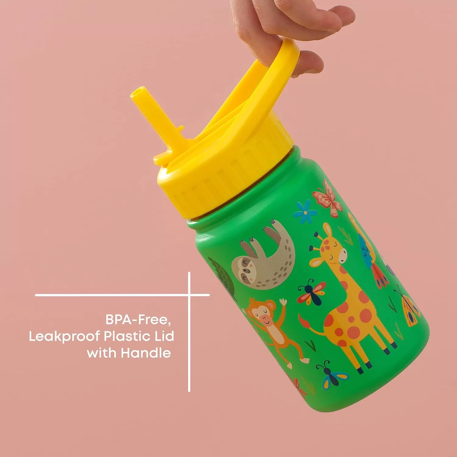 imageJoyJolt Kids Water Bottle with Straw Lid 12oz Small Stainless Steel Reusable Tumbler for Kids Girls Boys or Teen Vacuum Insulated Water Bottle for School Travel and Outdoors LeakproofZoo