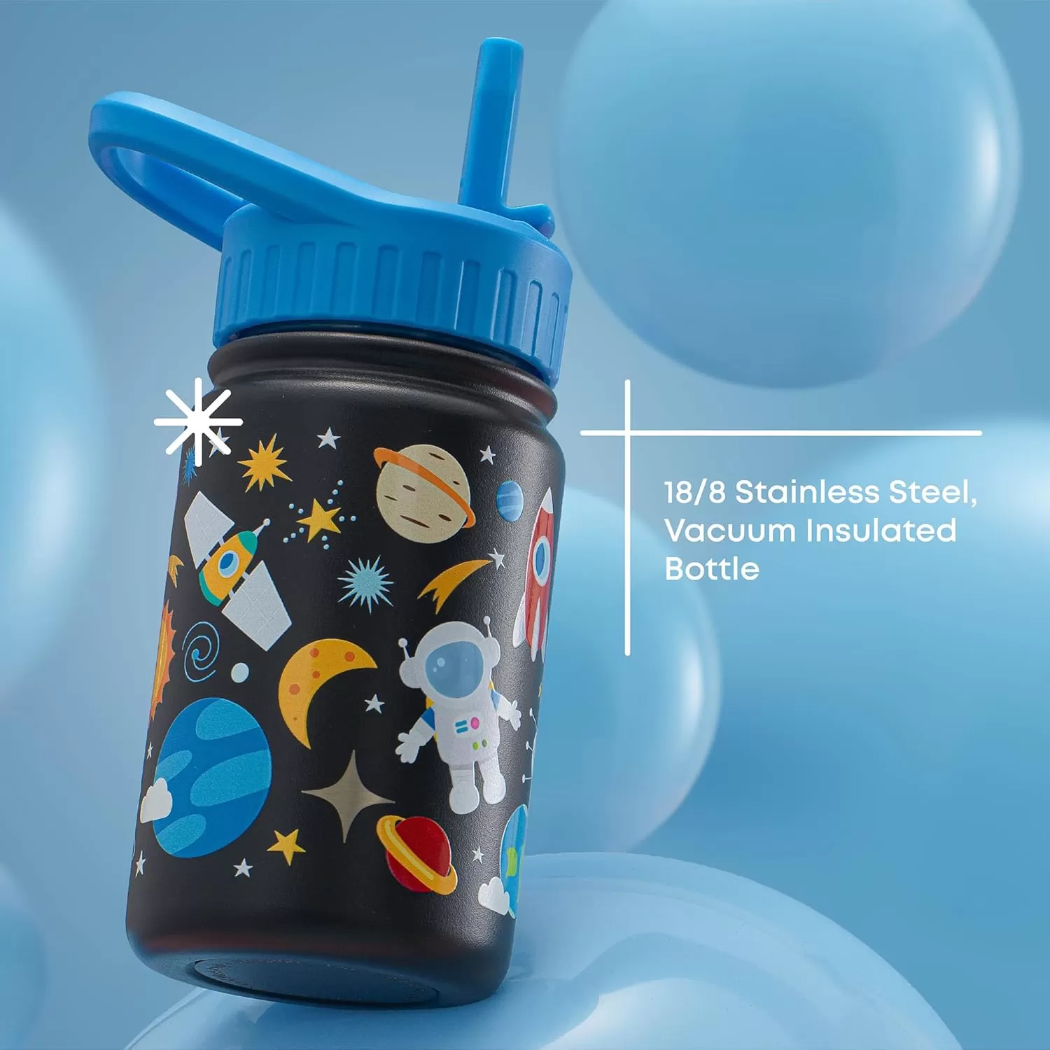imageJoyJolt Kids Water Bottle with Straw Lid 12oz Small Stainless Steel Reusable Tumbler for Kids Girls Boys or Teen Vacuum Insulated Water Bottle for School Travel and Outdoors LeakproofSpace