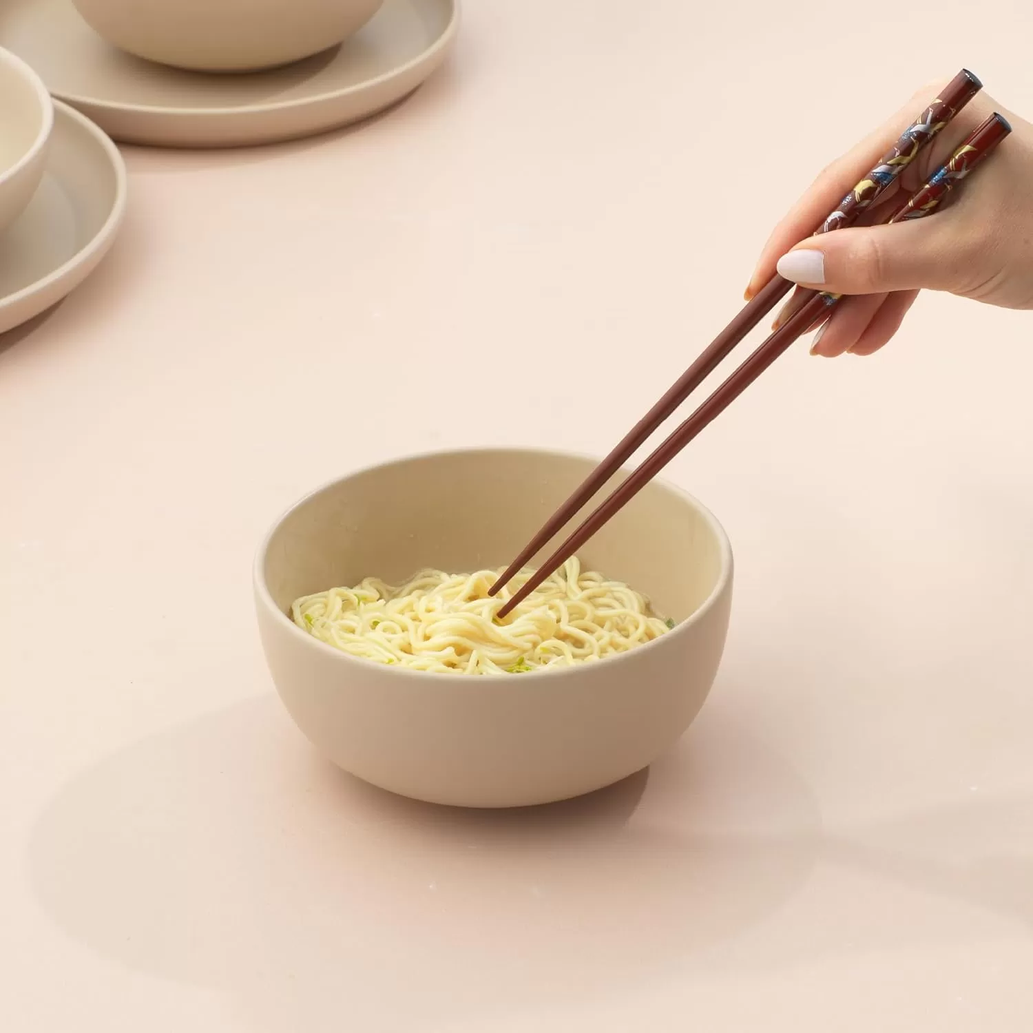 imageJoyJolt Mesa 23oz Stoneware Soup Bowls Dishwasher and Microwave Safe Bowls 58quot Matte Beige Cereal Bowls Set of 6 Bowls for Kitchen Pasta Oatmeal Salad Ice Cream or Dessert BowlsBeige