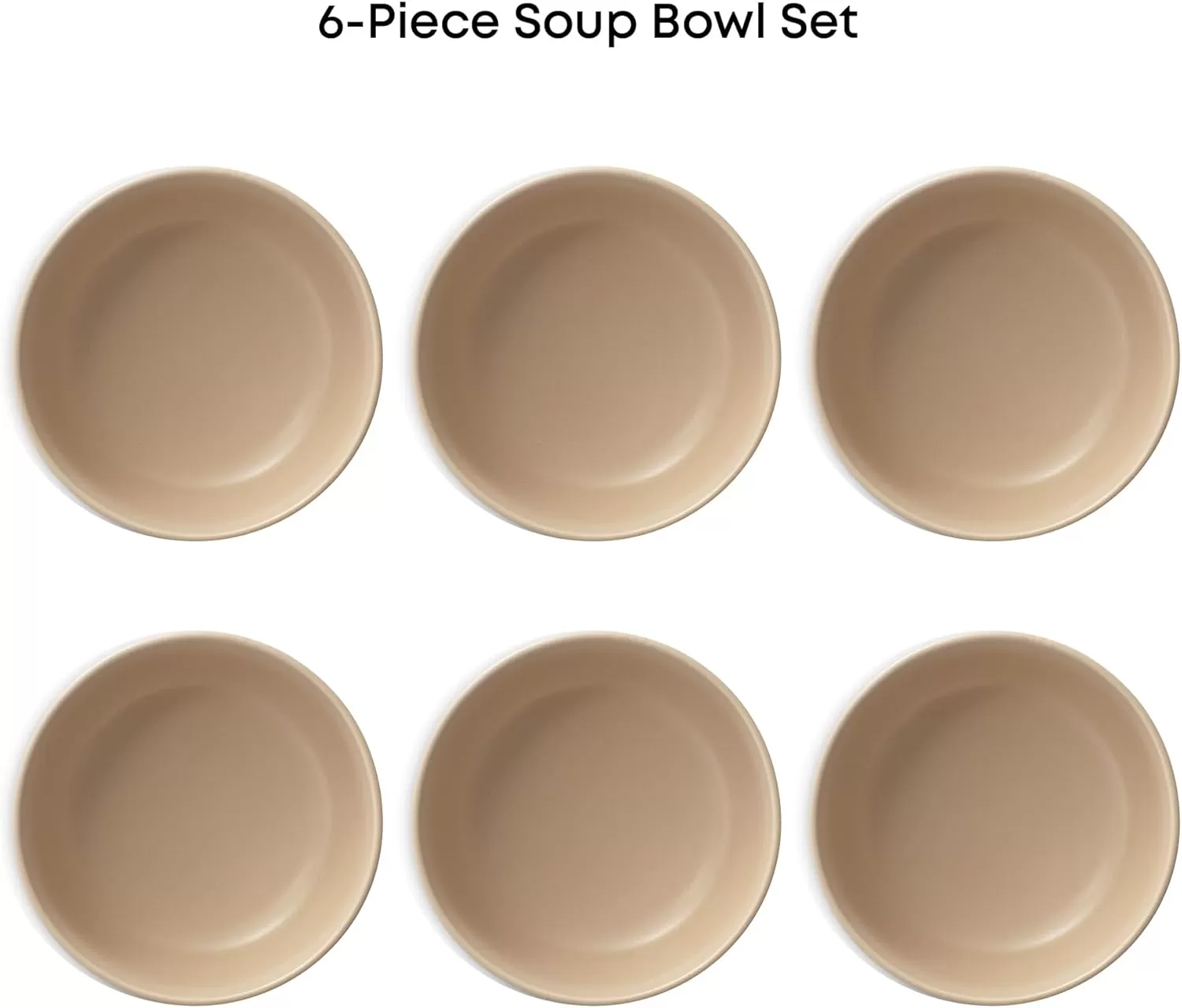 imageJoyJolt Mesa 23oz Stoneware Soup Bowls Dishwasher and Microwave Safe Bowls 58quot Matte Beige Cereal Bowls Set of 6 Bowls for Kitchen Pasta Oatmeal Salad Ice Cream or Dessert BowlsBeige