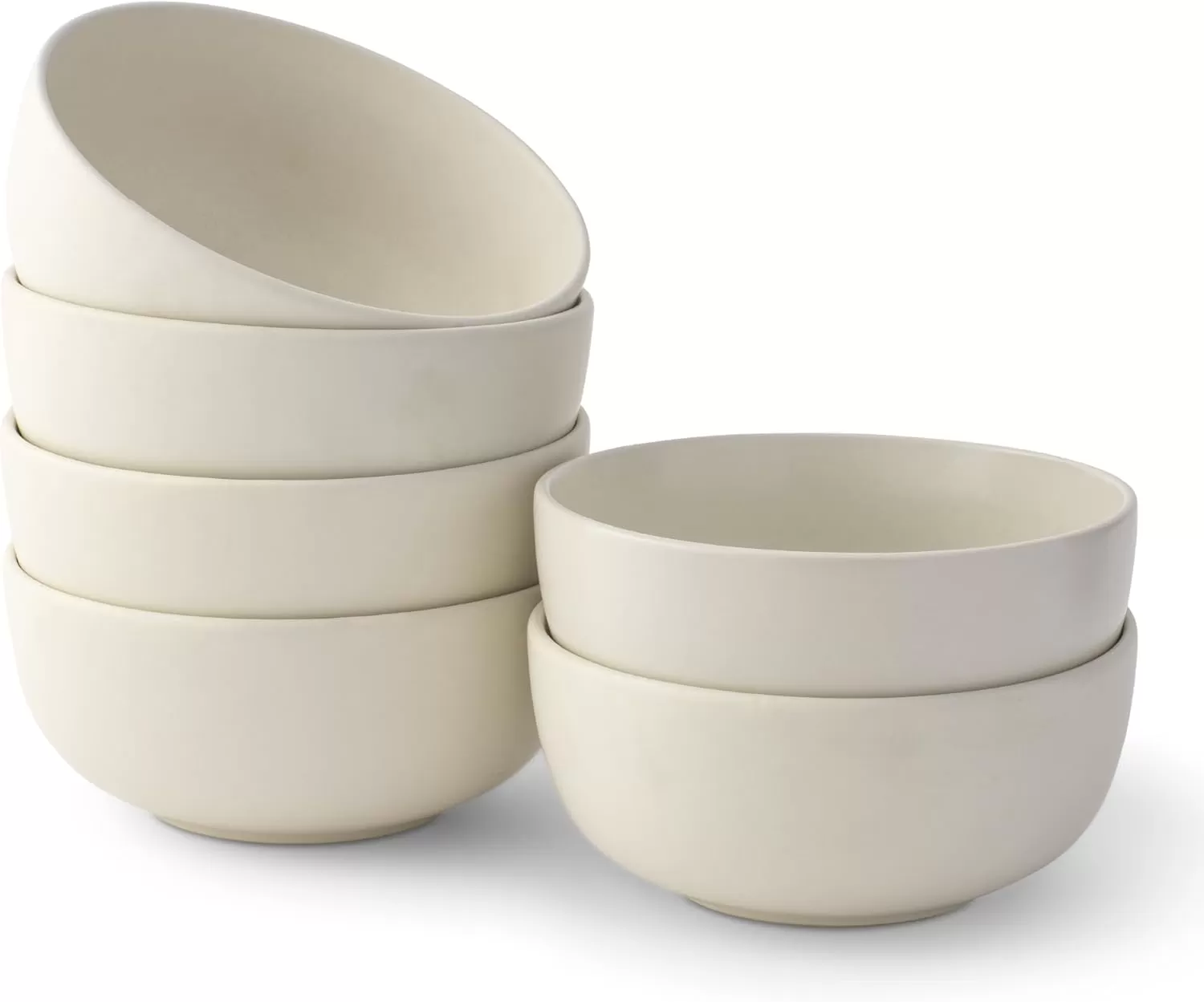 imageJoyJolt Mesa 23oz Stoneware Soup Bowls Dishwasher and Microwave Safe Bowls 58quot Matte Beige Cereal Bowls Set of 6 Bowls for Kitchen Pasta Oatmeal Salad Ice Cream or Dessert BowlsLinen