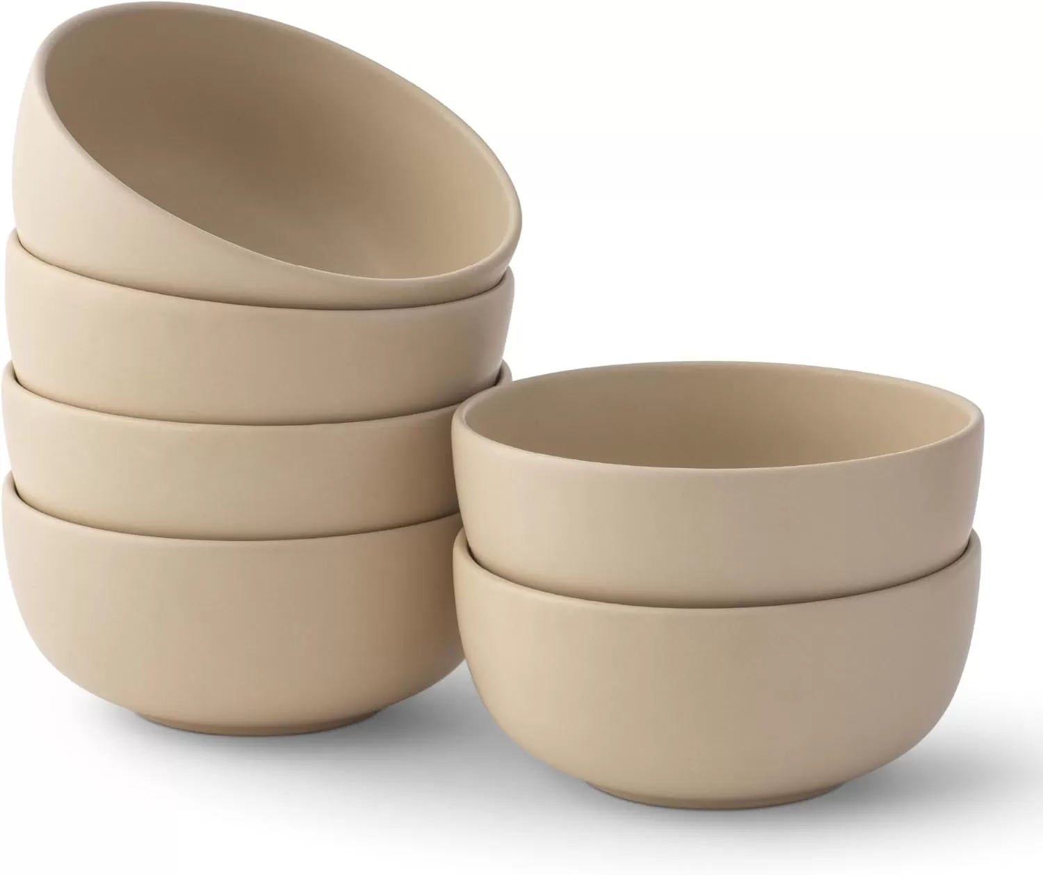 imageJoyJolt Mesa 23oz Stoneware Soup Bowls Dishwasher and Microwave Safe Bowls 58quot Matte Beige Cereal Bowls Set of 6 Bowls for Kitchen Pasta Oatmeal Salad Ice Cream or Dessert BowlsBeige