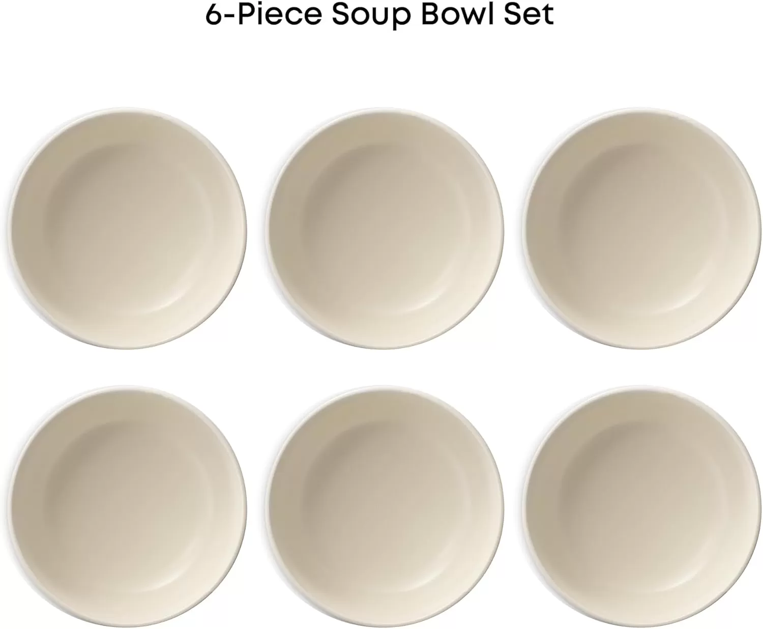 imageJoyJolt Mesa 23oz Stoneware Soup Bowls Dishwasher and Microwave Safe Bowls 58quot Matte Beige Cereal Bowls Set of 6 Bowls for Kitchen Pasta Oatmeal Salad Ice Cream or Dessert BowlsLinen