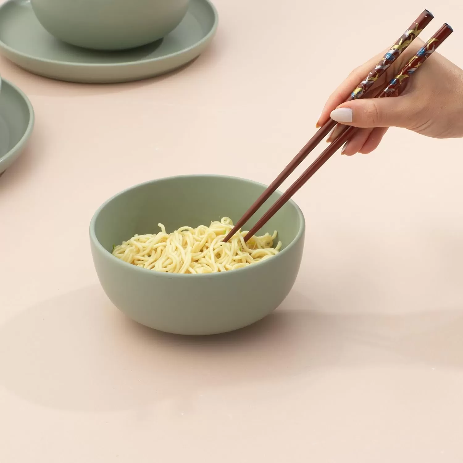 imageJoyJolt Mesa 23oz Stoneware Soup Bowls Dishwasher and Microwave Safe Bowls 58quot Matte Beige Cereal Bowls Set of 6 Bowls for Kitchen Pasta Oatmeal Salad Ice Cream or Dessert BowlsGreen