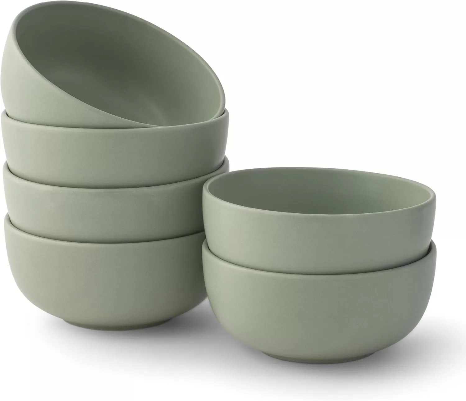 imageJoyJolt Mesa 23oz Stoneware Soup Bowls Dishwasher and Microwave Safe Bowls 58quot Matte Beige Cereal Bowls Set of 6 Bowls for Kitchen Pasta Oatmeal Salad Ice Cream or Dessert BowlsGreen