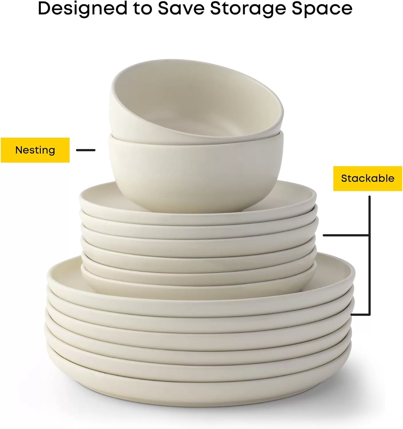imageJoyJolt Mesa 23oz Stoneware Soup Bowls Dishwasher and Microwave Safe Bowls 58quot Matte Beige Cereal Bowls Set of 6 Bowls for Kitchen Pasta Oatmeal Salad Ice Cream or Dessert BowlsLinen
