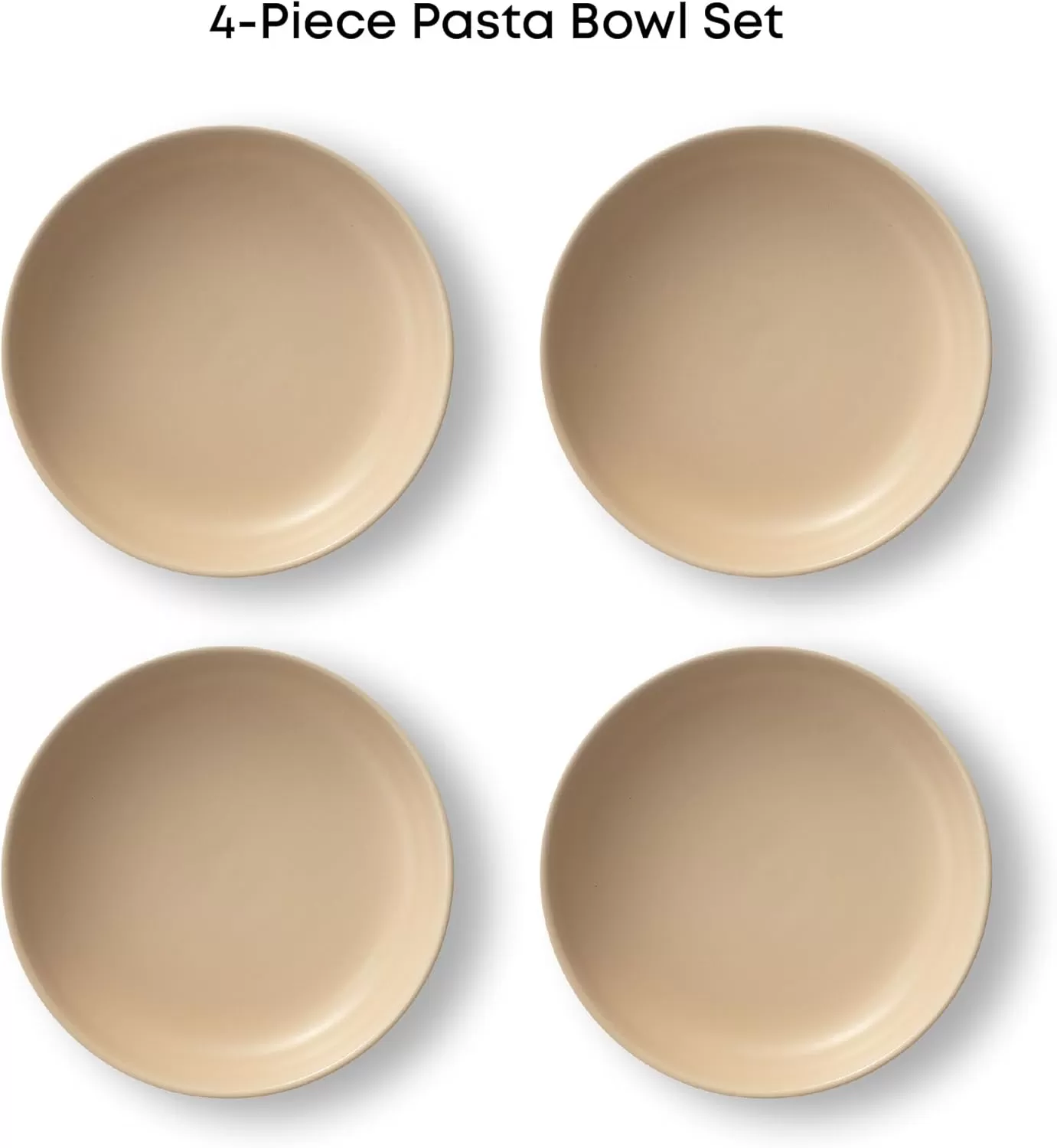 imageJoyJolt Mesa 30oz Stoneware Pasta Bowls Set of 4 Salad Bowls Serving Bowls for Kitchen Oatmeal Soup Dinner Matte Sage Green Dishwasher and Microwave Safe Wide and Shallow Plate BowlsBeige