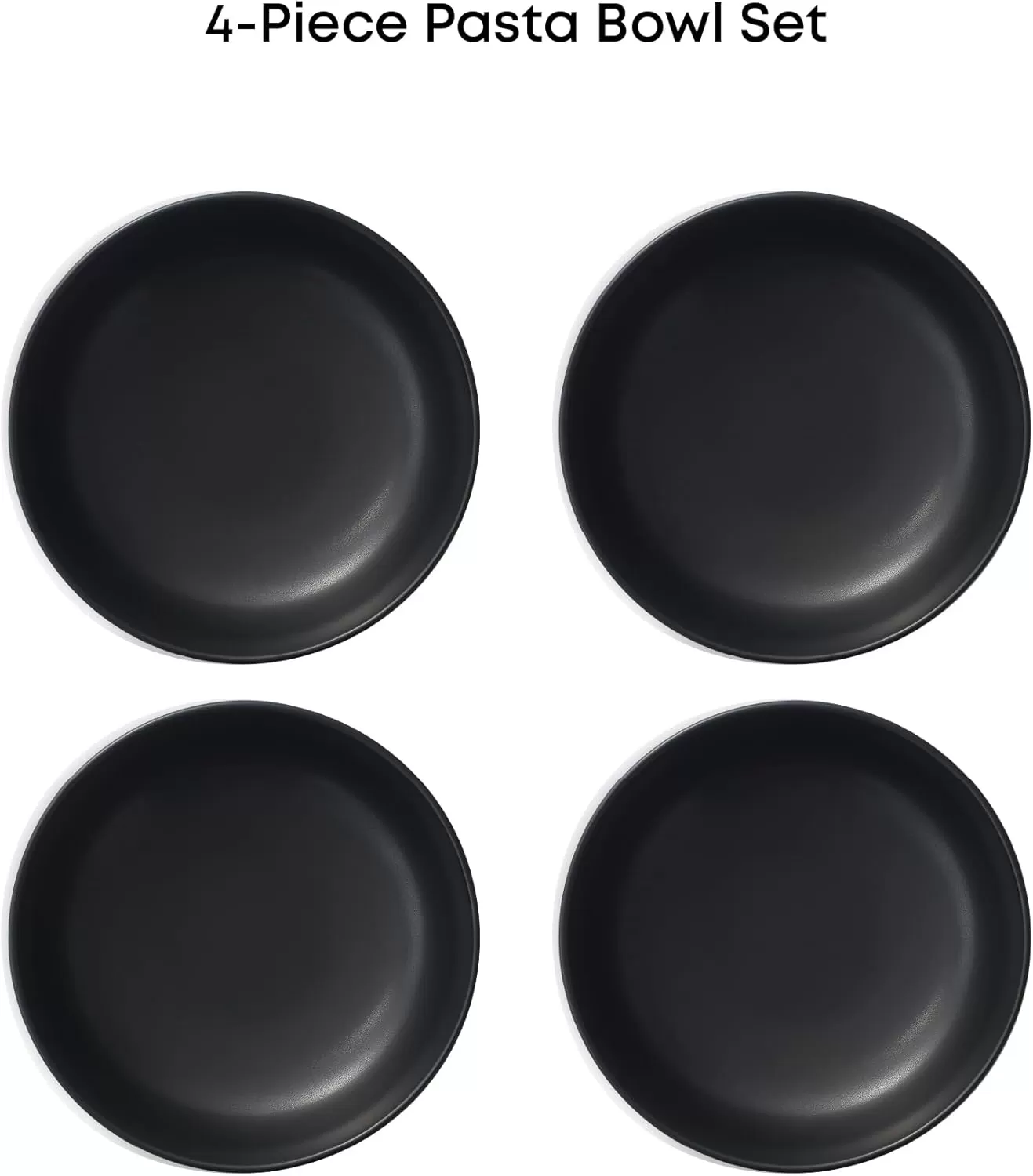 imageJoyJolt Mesa 30oz Stoneware Pasta Bowls Set of 4 Salad Bowls Serving Bowls for Kitchen Oatmeal Soup Dinner Matte Sage Green Dishwasher and Microwave Safe Wide and Shallow Plate BowlsBlack