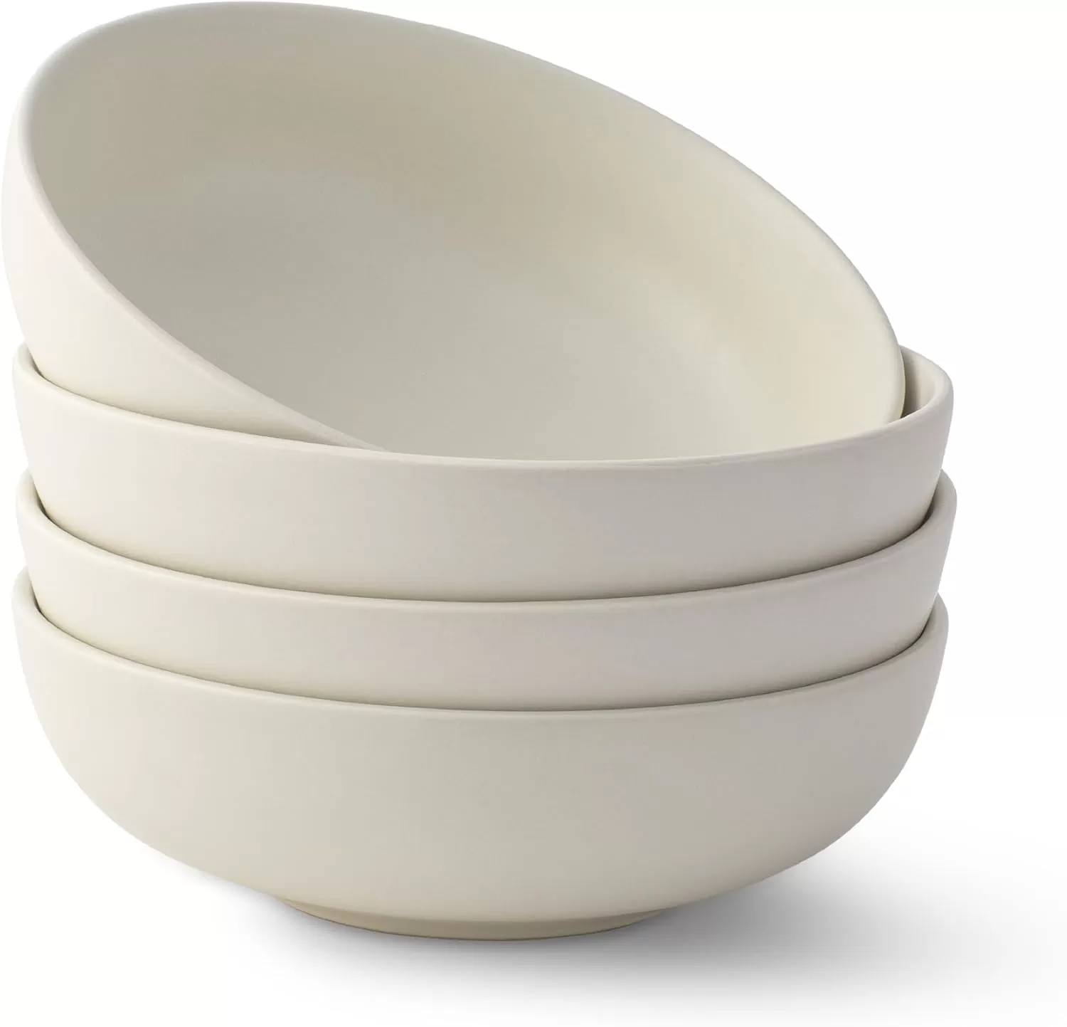 imageJoyJolt Mesa 30oz Stoneware Pasta Bowls Set of 4 Salad Bowls Serving Bowls for Kitchen Oatmeal Soup Dinner Matte Sage Green Dishwasher and Microwave Safe Wide and Shallow Plate BowlsLinen