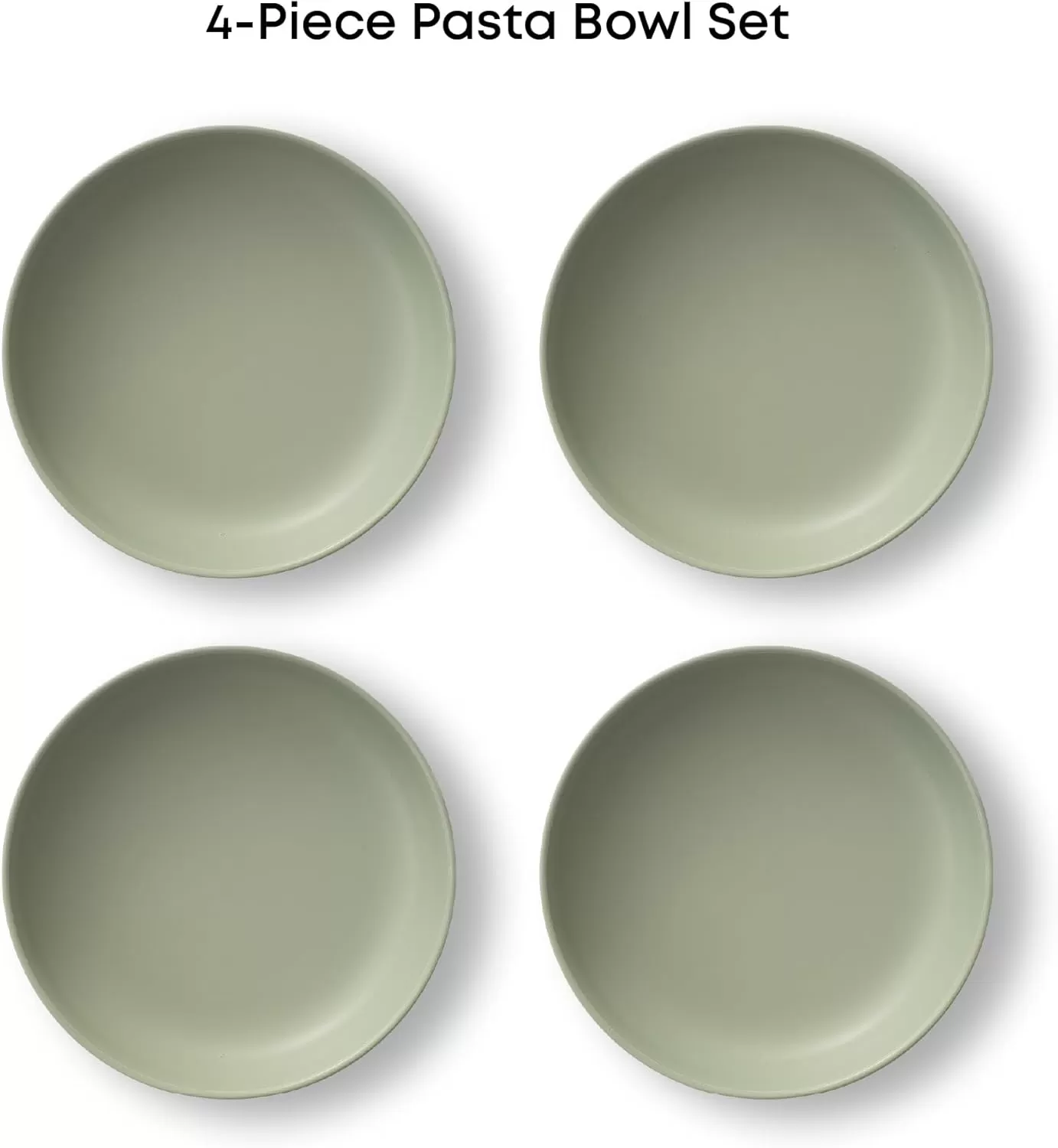 imageJoyJolt Mesa 30oz Stoneware Pasta Bowls Set of 4 Salad Bowls Serving Bowls for Kitchen Oatmeal Soup Dinner Matte Sage Green Dishwasher and Microwave Safe Wide and Shallow Plate BowlsGreen