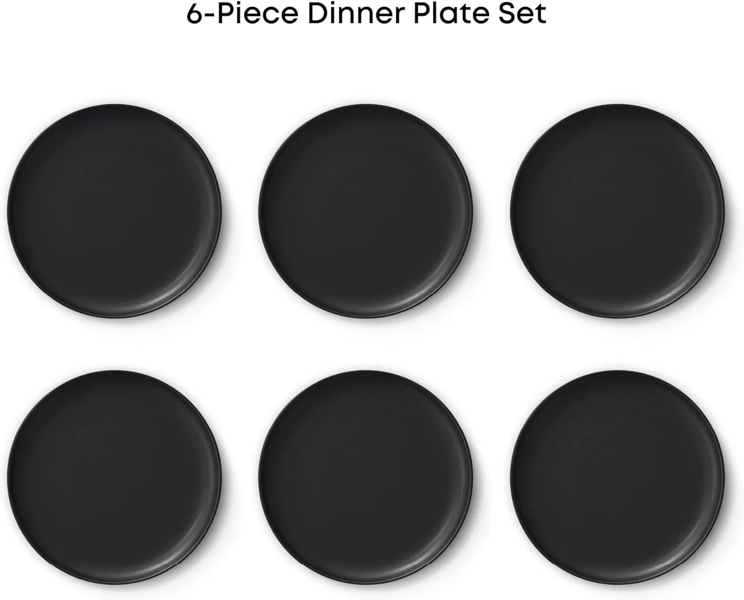 imageJoyJolt Mesa Stoneware Dinner Plates Set of 6 105 Dish Set Dishwasher and Microwave Safe Plate Set Modern Rustic Dinnerware Kitchen Serving Dishes  Matte White LinenBlack