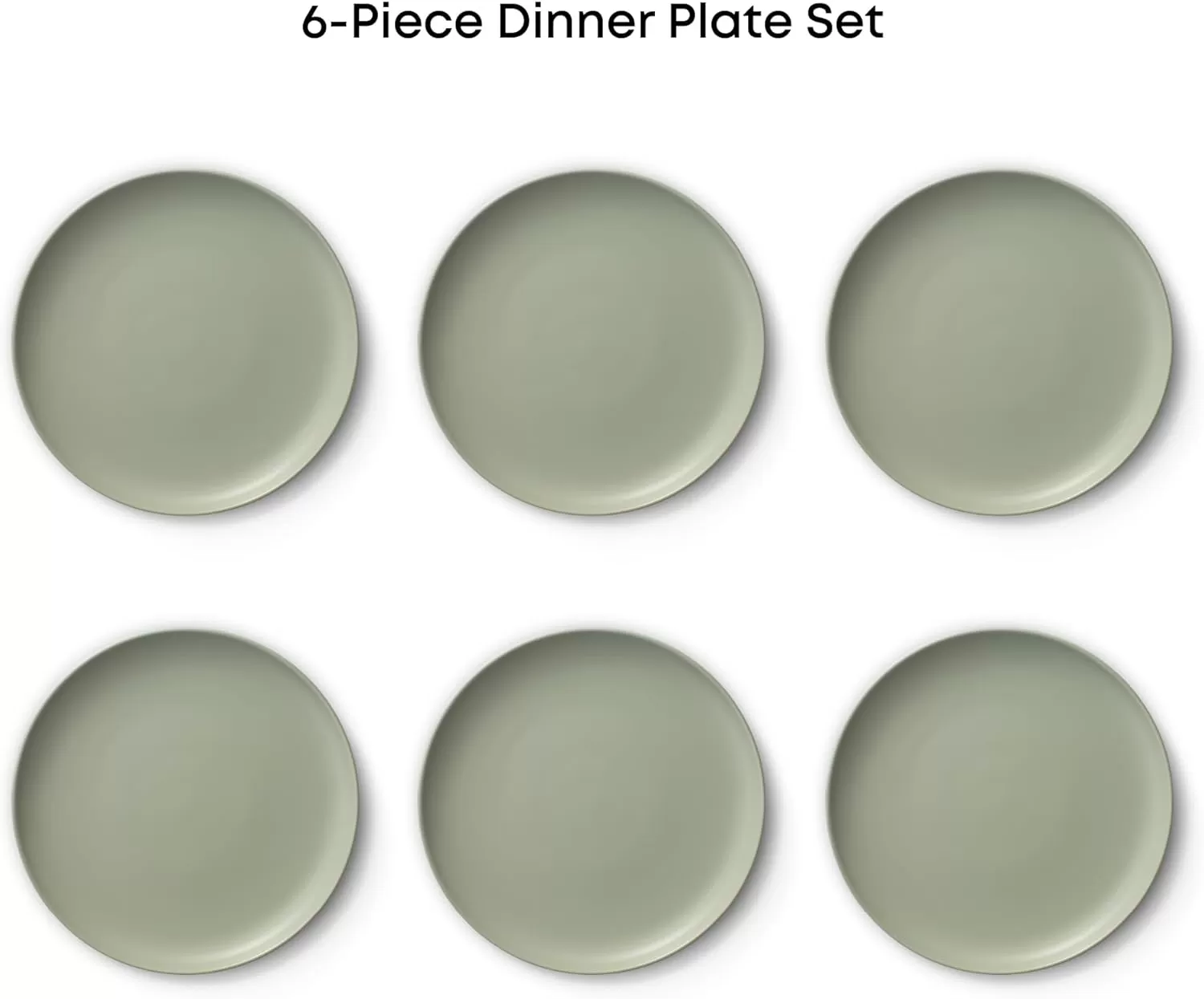 imageJoyJolt Mesa Stoneware Dinner Plates Set of 6 105 Dish Set Dishwasher and Microwave Safe Plate Set Modern Rustic Dinnerware Kitchen Serving Dishes  Matte White LinenGreen