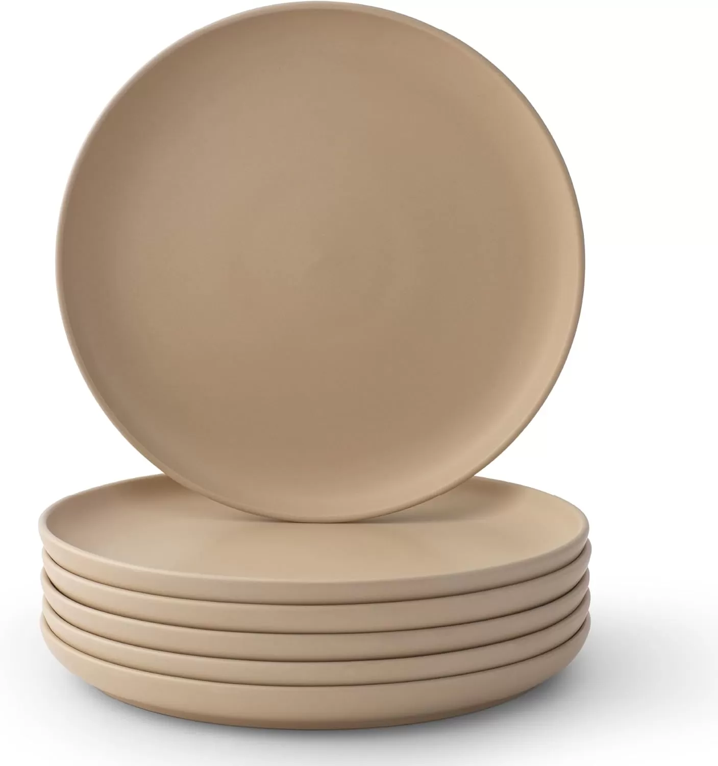 imageJoyJolt Mesa Stoneware Dinner Plates Set of 6 105 Dish Set Dishwasher and Microwave Safe Plate Set Modern Rustic Dinnerware Kitchen Serving Dishes  Matte White LinenBeige