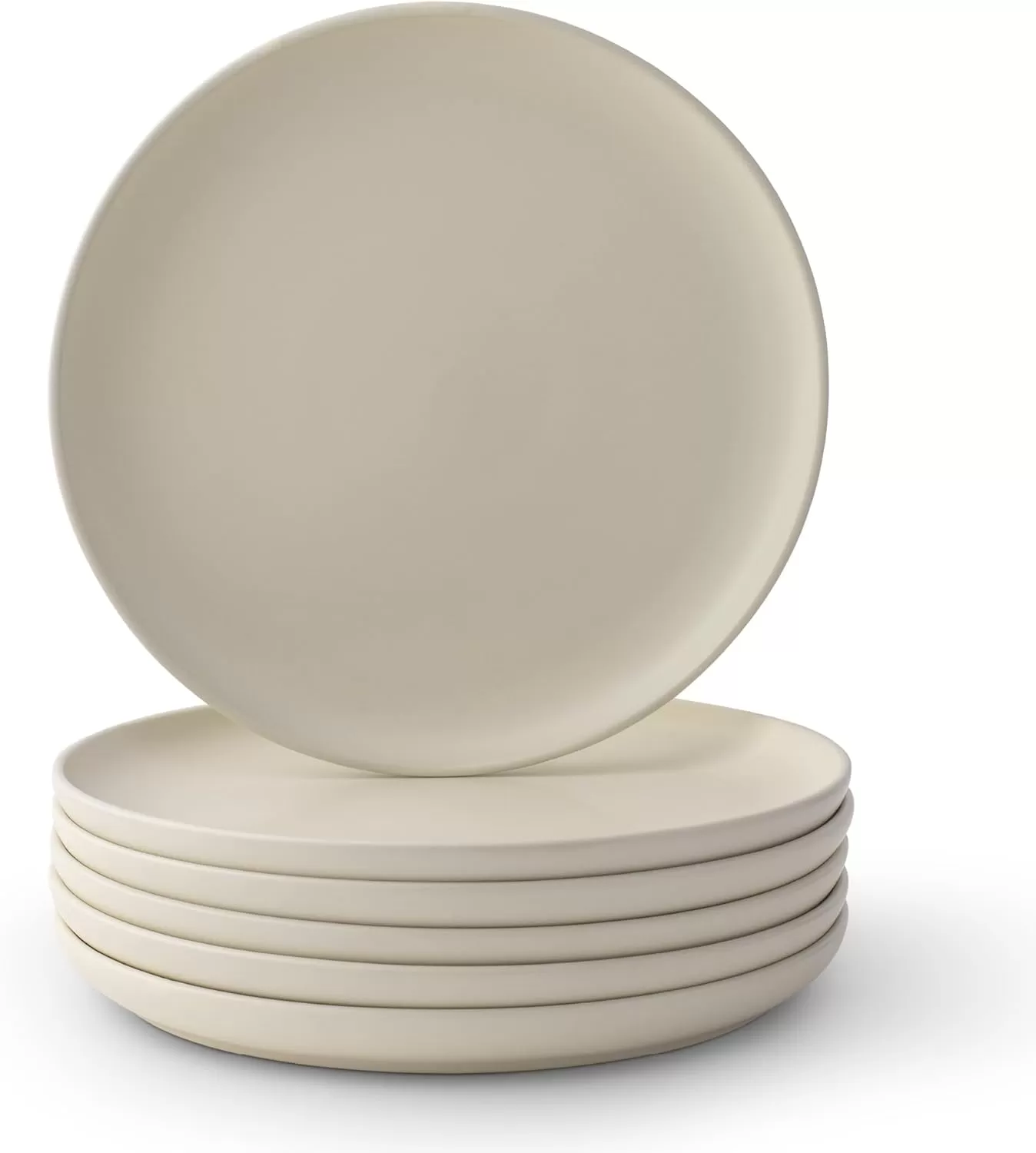 imageJoyJolt Mesa Stoneware Dinner Plates Set of 6 105 Dish Set Dishwasher and Microwave Safe Plate Set Modern Rustic Dinnerware Kitchen Serving Dishes  Matte White LinenLinen