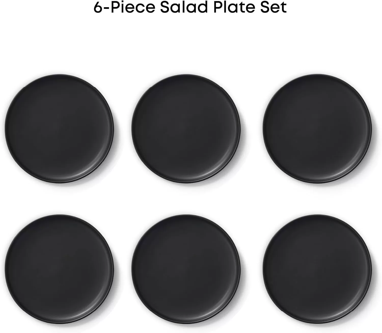 imageJoyJolt Mesa Stoneware Salad Plates 8quot Round Lunch Plates Dishwasher and Microwave Safe Plate Set of 6 Modern Rustic Dinnerware Appetizer Dessert Dinner Sides Kitchen Dishes  Matte White LinenBlack