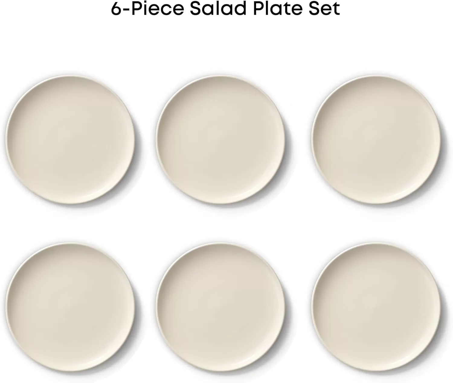 imageJoyJolt Mesa Stoneware Salad Plates 8quot Round Lunch Plates Dishwasher and Microwave Safe Plate Set of 6 Modern Rustic Dinnerware Appetizer Dessert Dinner Sides Kitchen Dishes  Matte White LinenLinen