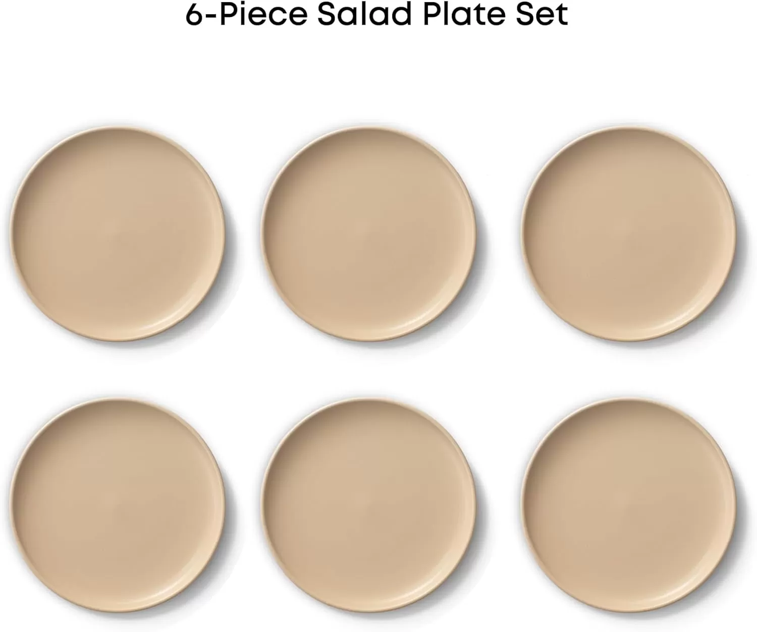 imageJoyJolt Mesa Stoneware Salad Plates 8quot Round Lunch Plates Dishwasher and Microwave Safe Plate Set of 6 Modern Rustic Dinnerware Appetizer Dessert Dinner Sides Kitchen Dishes  Matte White LinenBeige