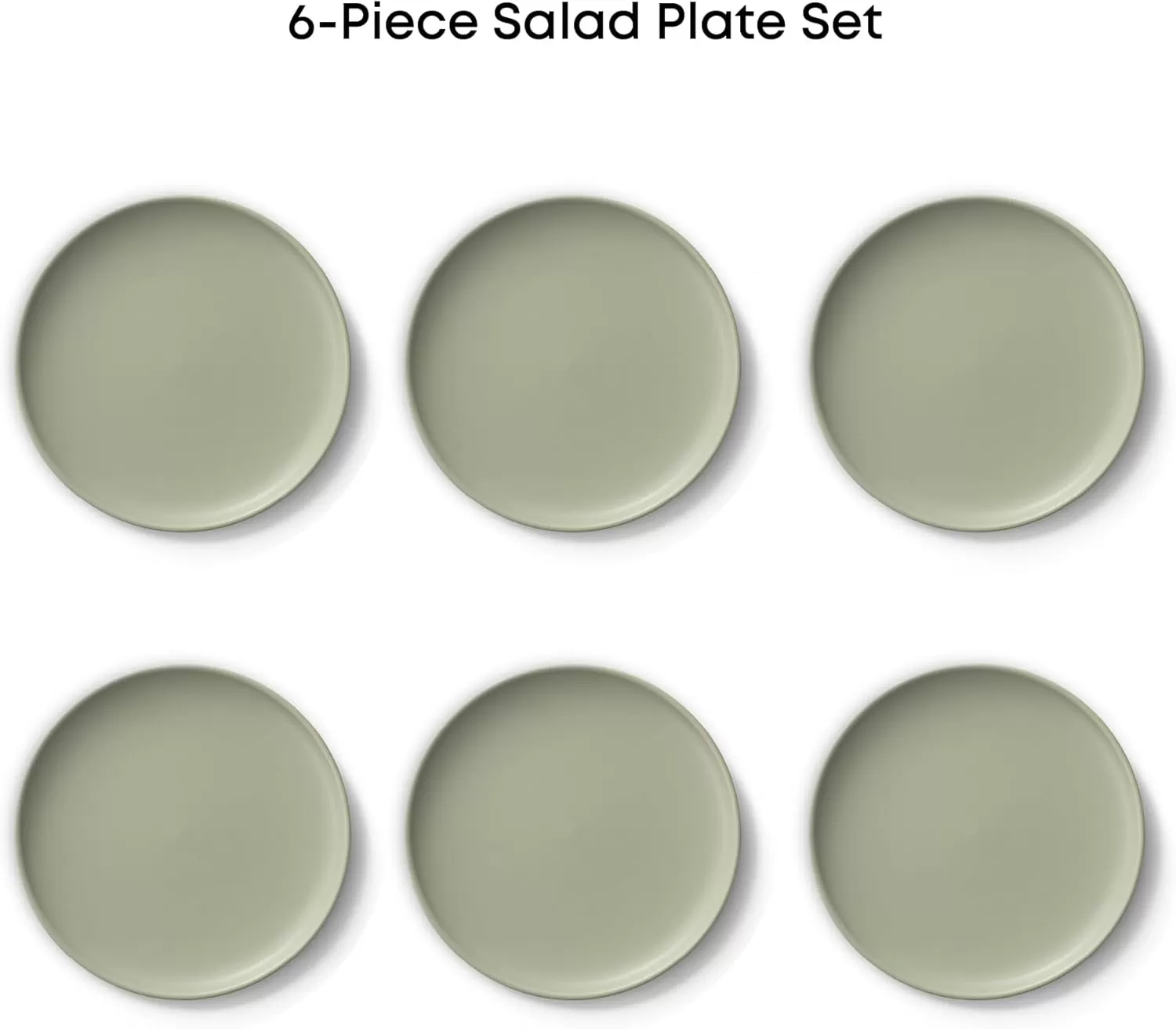 imageJoyJolt Mesa Stoneware Salad Plates 8quot Round Lunch Plates Dishwasher and Microwave Safe Plate Set of 6 Modern Rustic Dinnerware Appetizer Dessert Dinner Sides Kitchen Dishes  Matte White LinenGreen