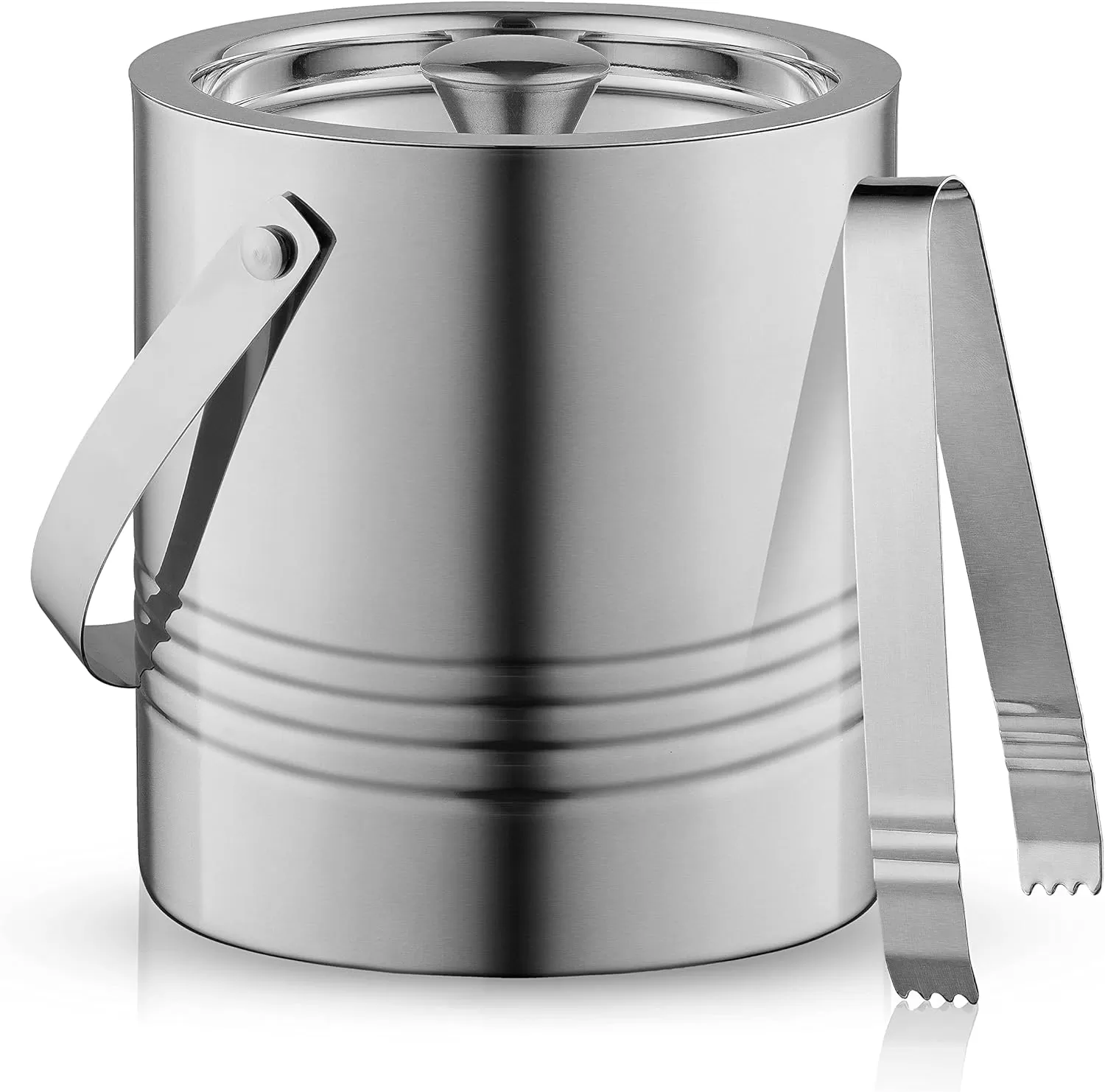 imageJoyJolt Metal Double Wall Ice Bucket with Lid Ice Tongs and Strainer 3L Insulated Ice Bucket for Cocktail Bar Wine Home Bar Accessories Parties Champagne Bucket Stainless Steel Ice Buckets