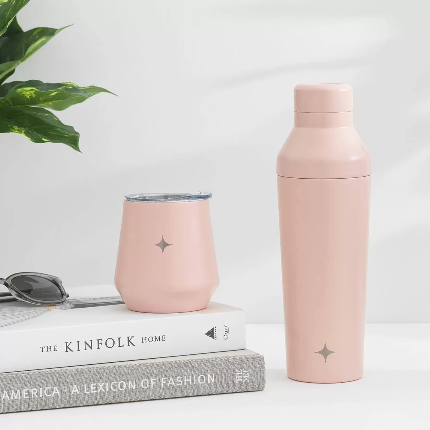 imageJoyJolt TriInsulated Wine Tumbler with Lid Pack 12 oz Tumbler Slider and Straw Lids Vacuum Double Walled Stainless Steel Stemless Wine Glass Copper Lined for Very Cold Drinks Travel and CampingBlush Pink