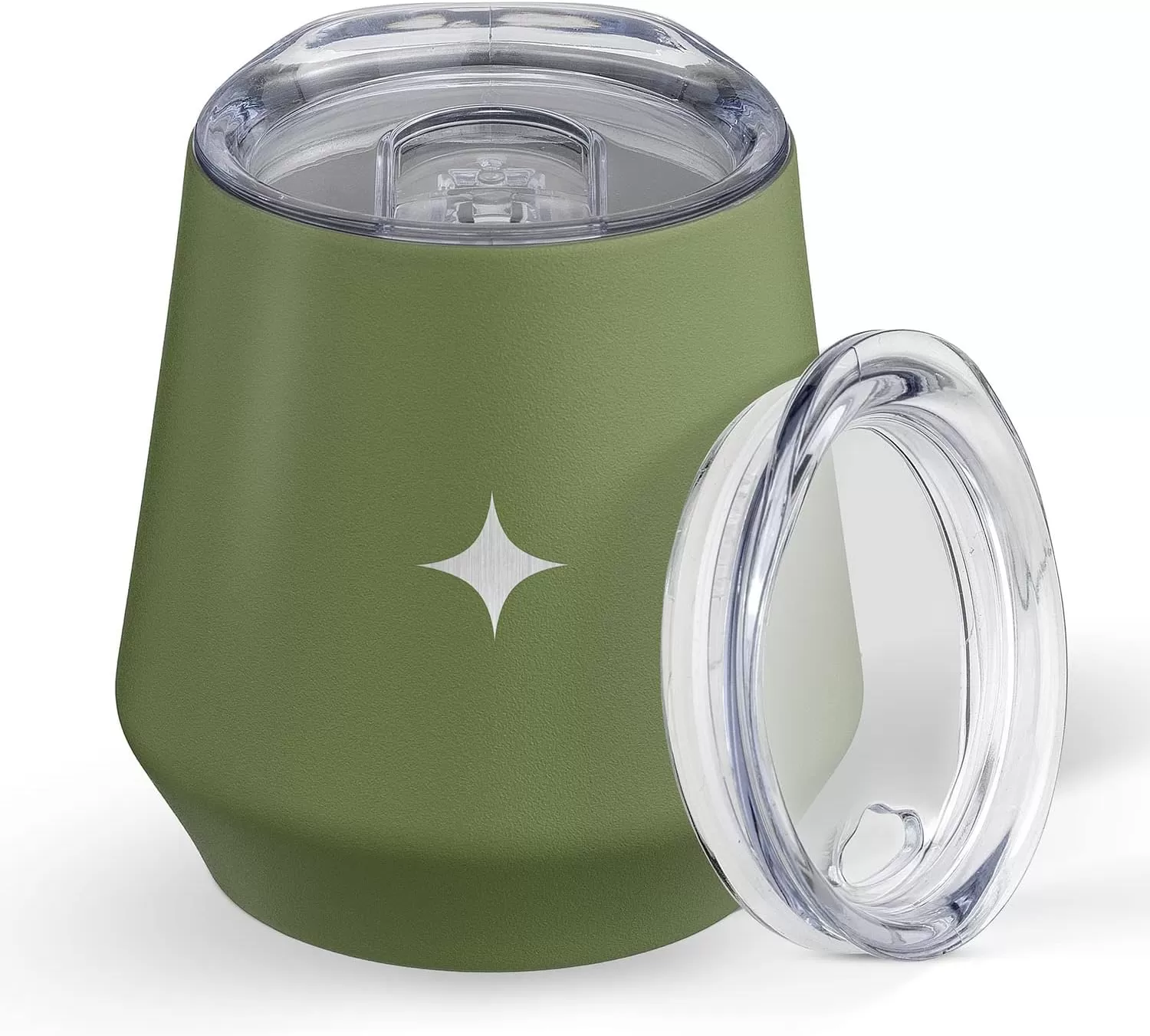 imageJoyJolt TriInsulated Wine Tumbler with Lid Pack 12 oz Tumbler Slider and Straw Lids Vacuum Double Walled Stainless Steel Stemless Wine Glass Copper Lined for Very Cold Drinks Travel and CampingForest Green