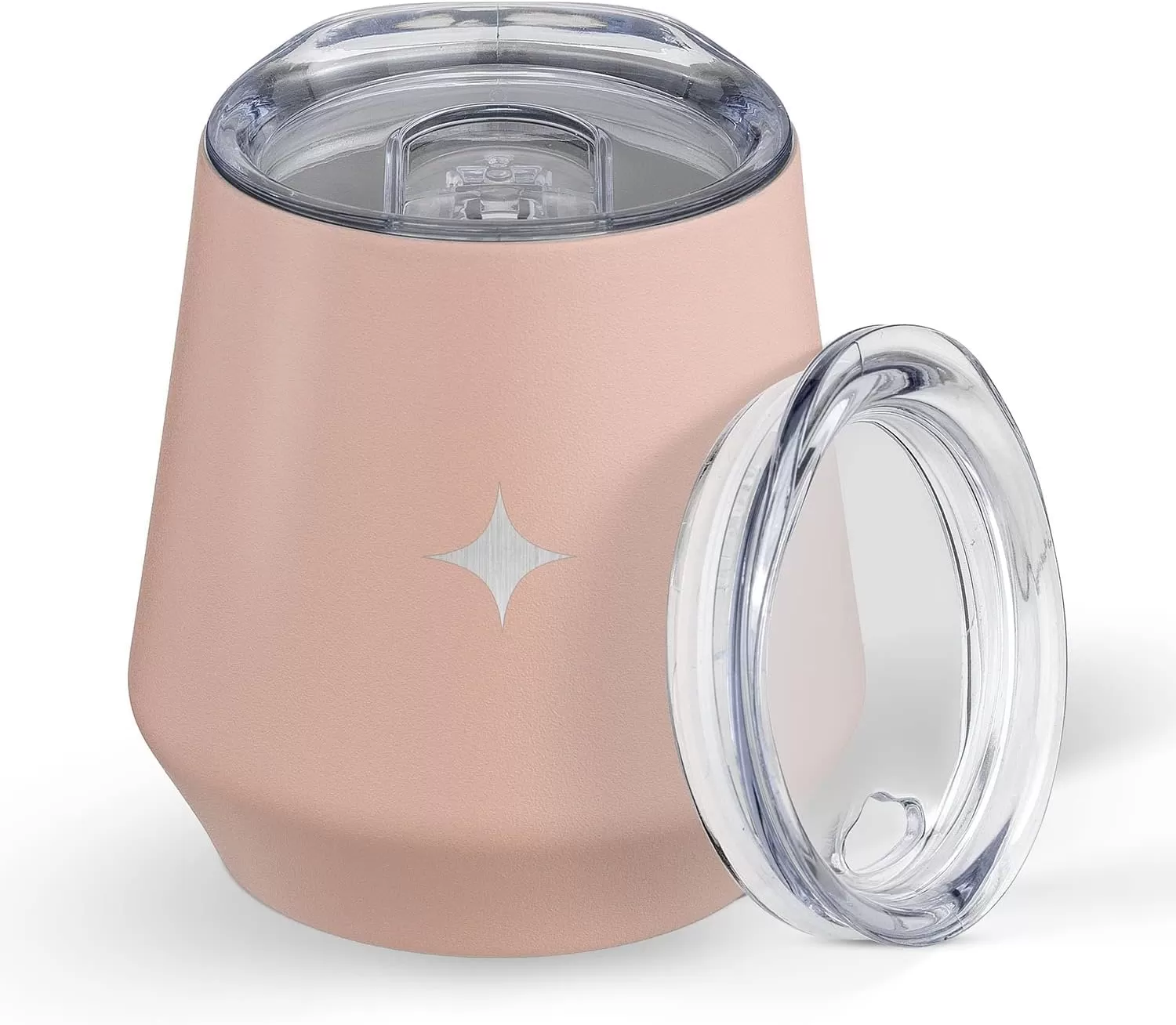 imageJoyJolt TriInsulated Wine Tumbler with Lid Pack 12 oz Tumbler Slider and Straw Lids Vacuum Double Walled Stainless Steel Stemless Wine Glass Copper Lined for Very Cold Drinks Travel and CampingBlush Pink
