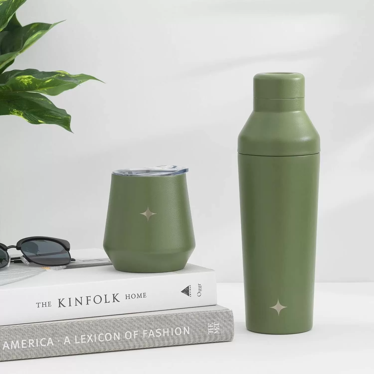 imageJoyJolt TriInsulated Wine Tumbler with Lid Pack 12 oz Tumbler Slider and Straw Lids Vacuum Double Walled Stainless Steel Stemless Wine Glass Copper Lined for Very Cold Drinks Travel and CampingForest Green