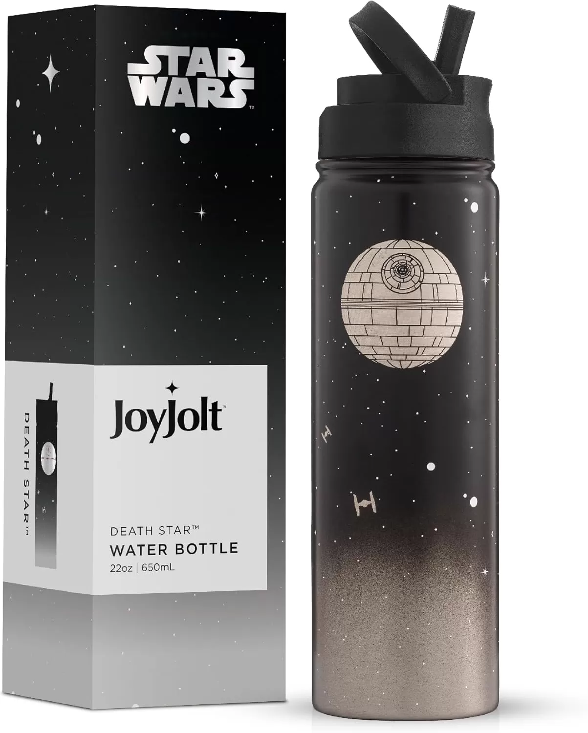 imageJoyJolt Triple Insulated Water Bottle with Straw Lid AND Flip Lid 32oz Large Water Bottle 12 Hour HotCold Vacuum Insulated Stainless Steel Bottle BPAFree Leakproof Water Bottles  Thermos BottleDeath Star