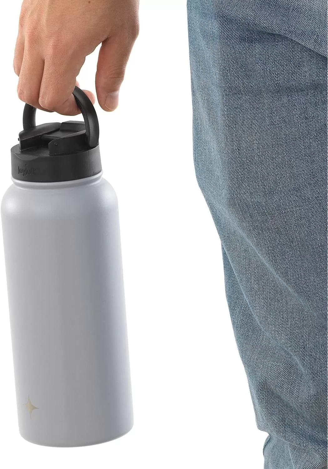 imageJoyJolt Triple Insulated Water Bottle with Straw Lid AND Flip Lid 32oz Large Water Bottle 12 Hour HotCold Vacuum Insulated Stainless Steel Bottle BPAFree Leakproof Water Bottles  Thermos BottleDove Grey